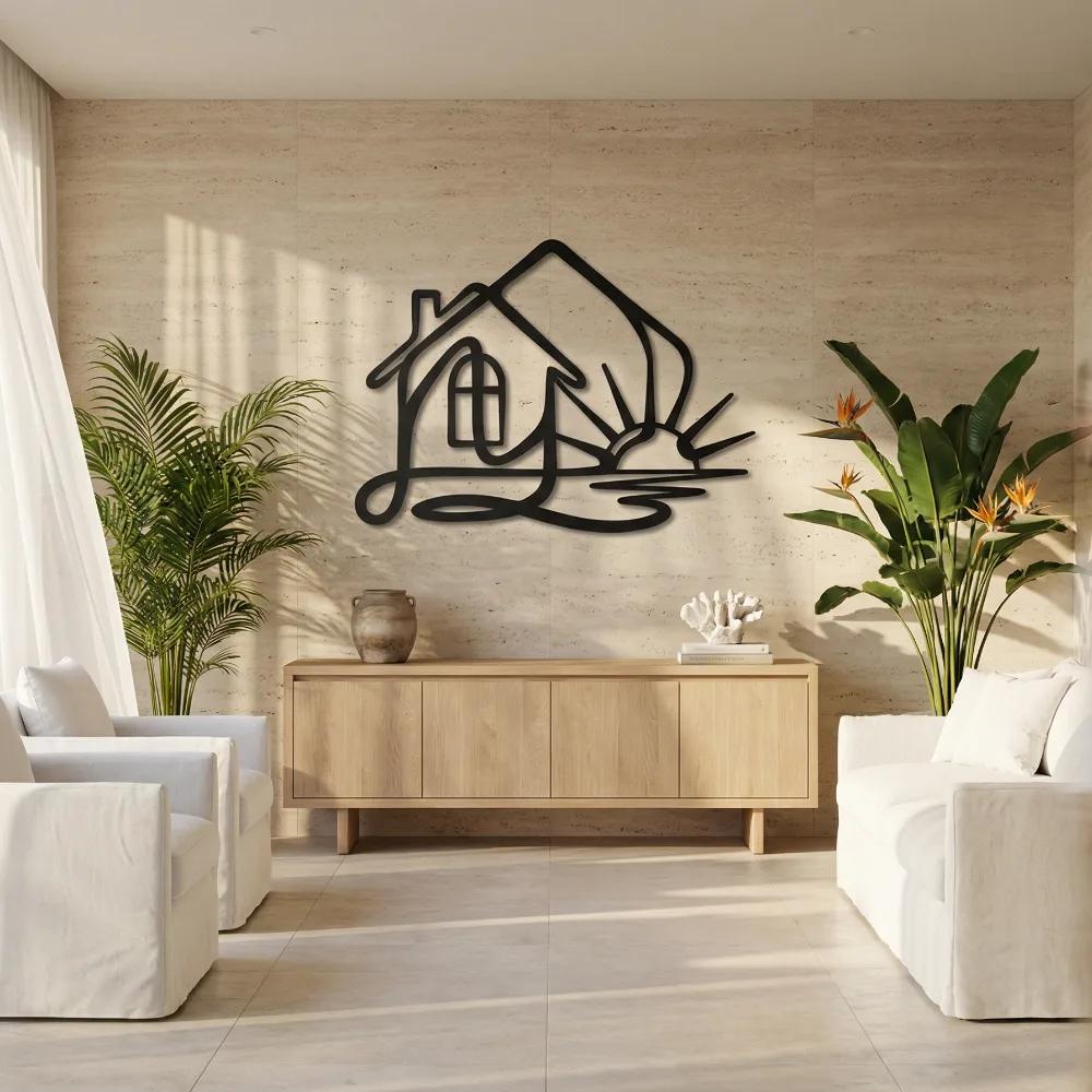 Minimalist House Sunrise Metal Wall Art – Sunlit Home, Entryway Decor — 6