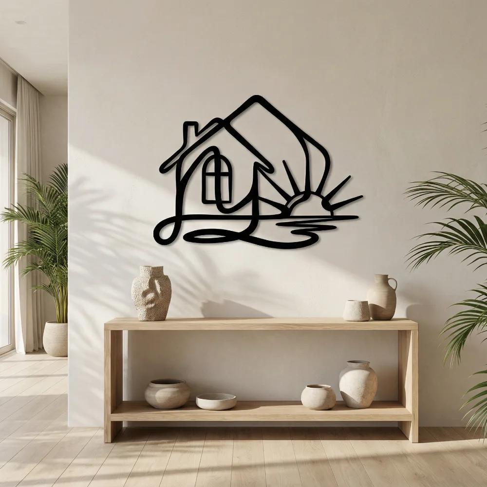 Minimalist House Sunrise Metal Wall Art – Sunlit Home, Entryway Decor — 7