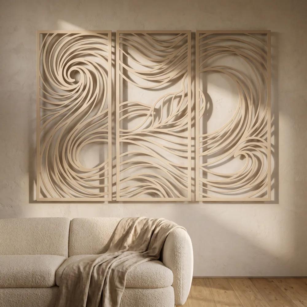 Abstract Wave Metal Wall Art – Ocean Swirls, Modern Interior Decor