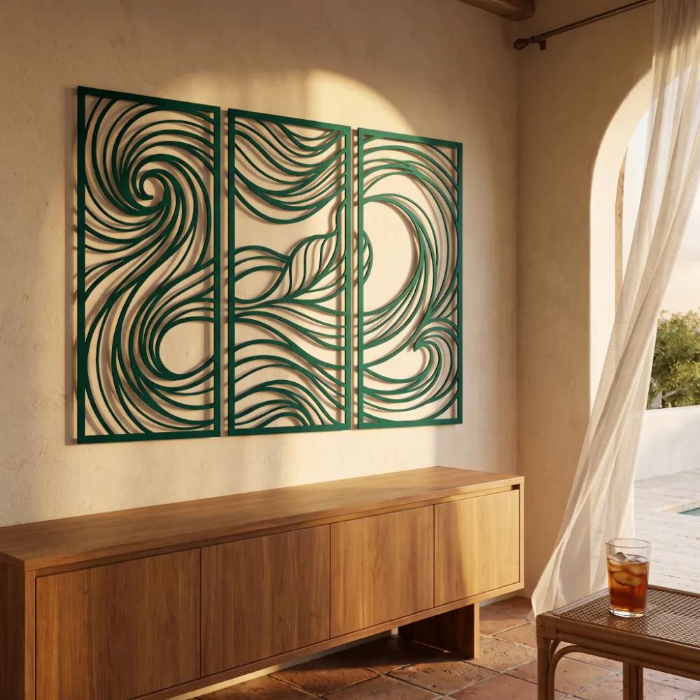 Abstract Wave Metal Wall Art – Ocean Swirls, Modern Interior Decor — 2