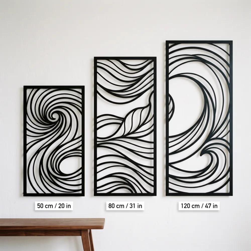 Abstract Wave Metal Wall Art – Ocean Swirls, Modern Interior Decor — 7