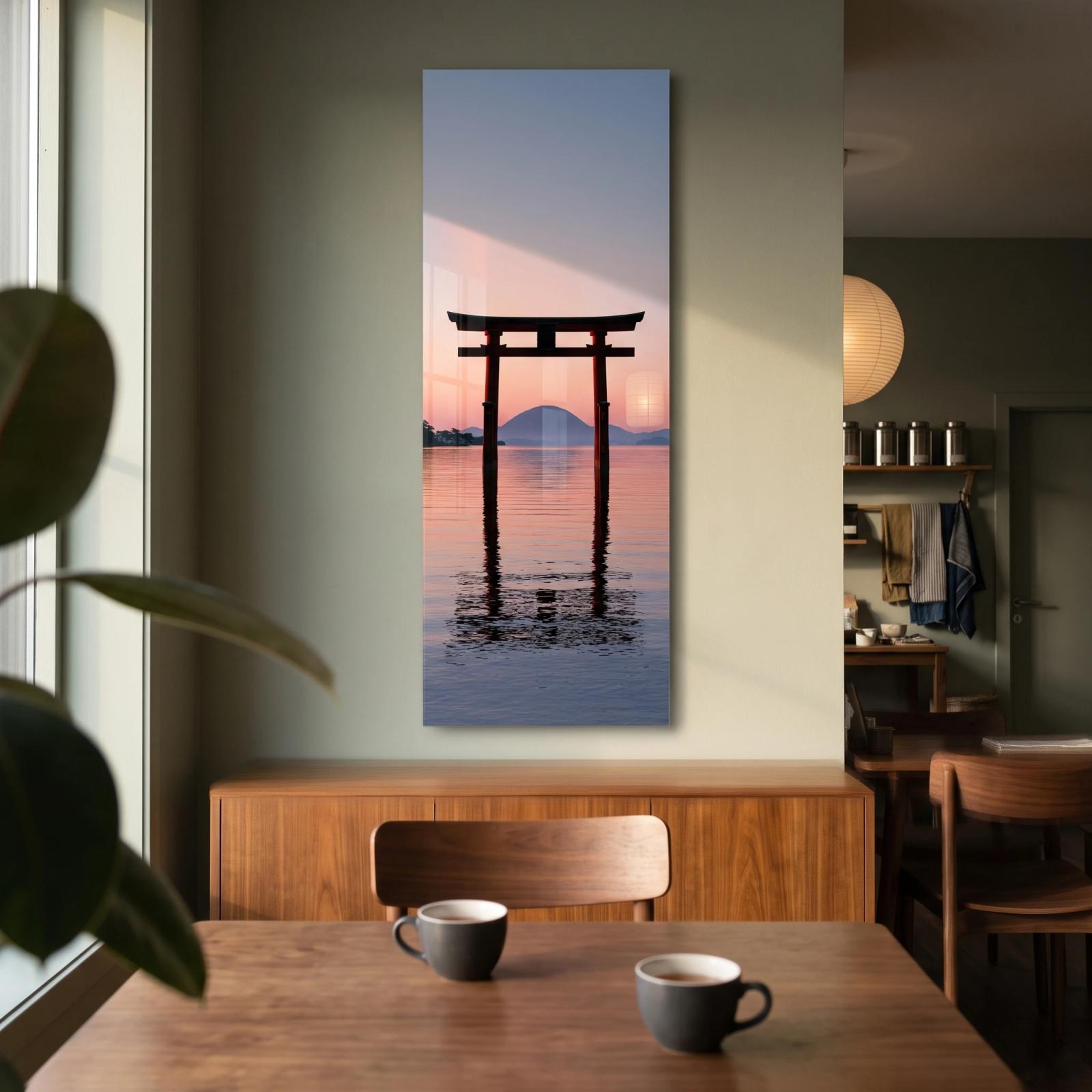 Japanese Torii Gate Wall Art Serene Dawn | Glass Wall Art — 2