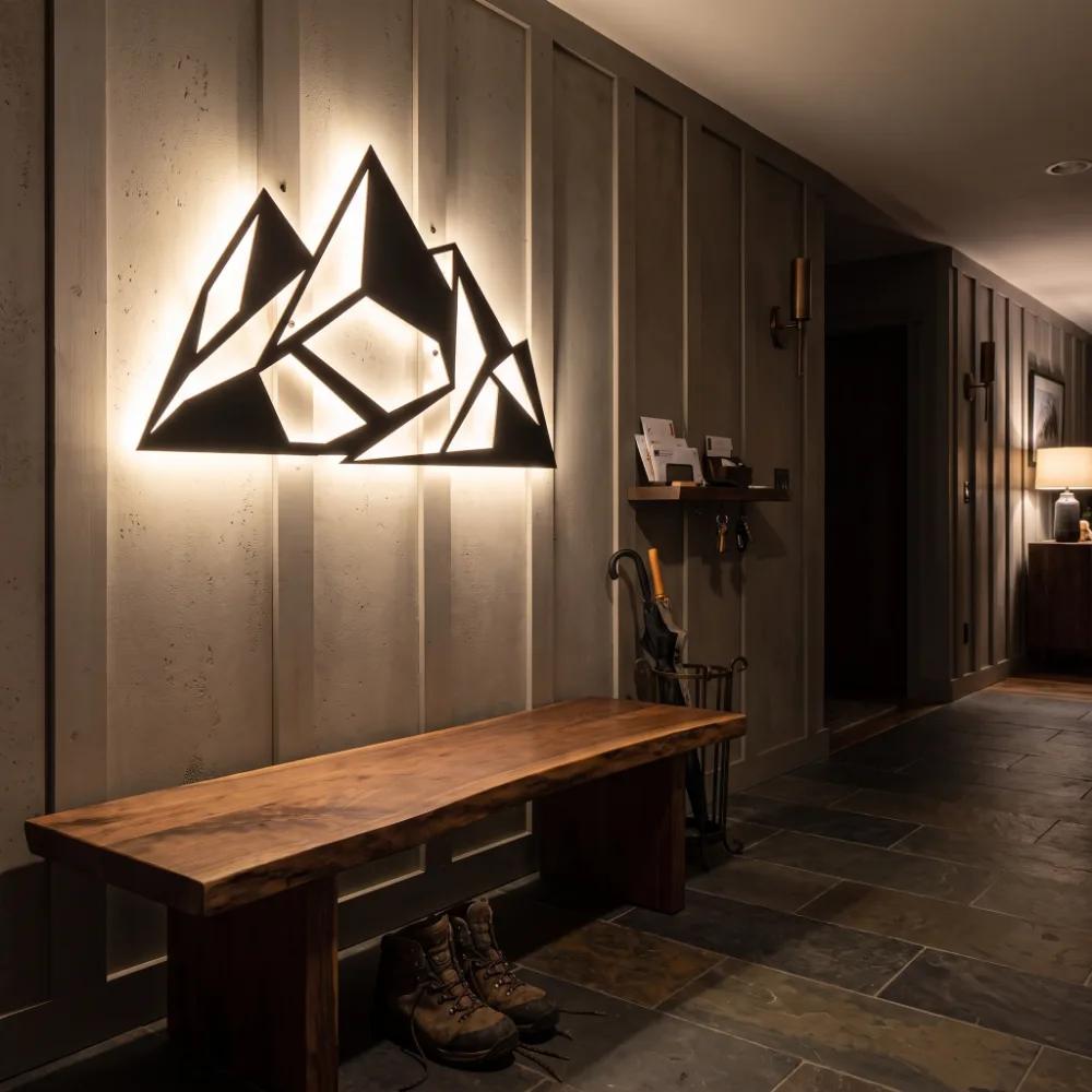 Geometric Mountain Metal Wall Art – Alpine Facet, Modern Lodge Decor — 2