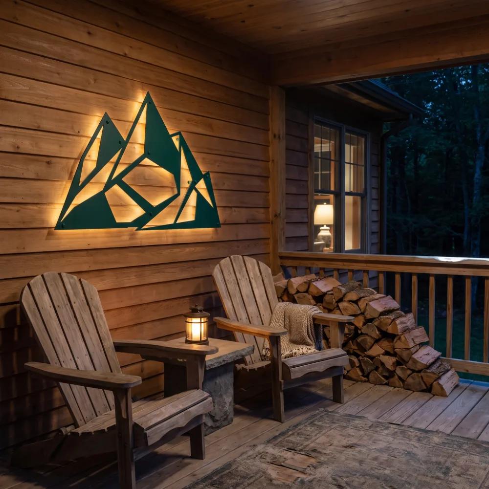 Geometric Mountain Metal Wall Art – Alpine Facet, Modern Lodge Decor — 4