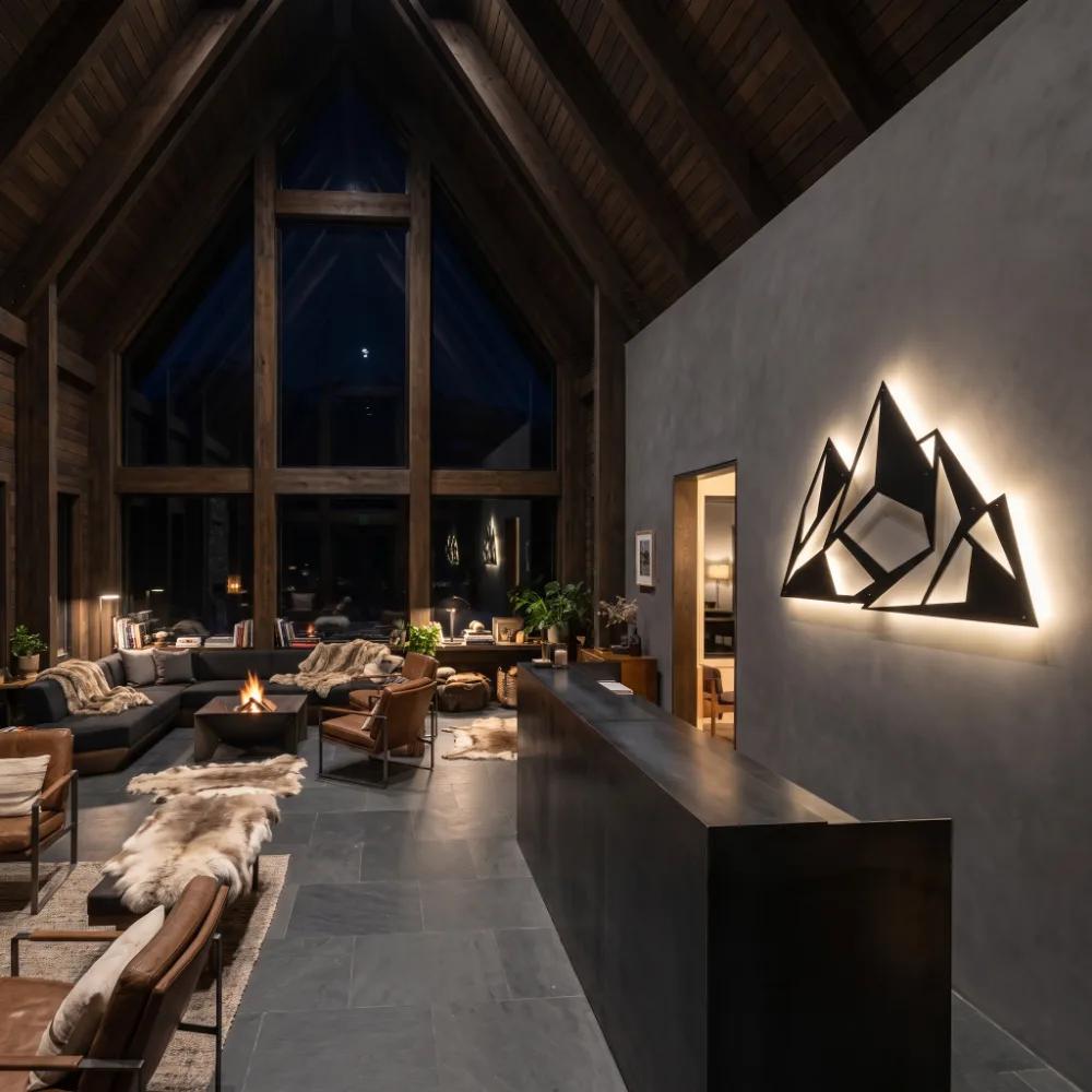 Geometric Mountain Metal Wall Art – Alpine Facet, Modern Lodge Decor — 5