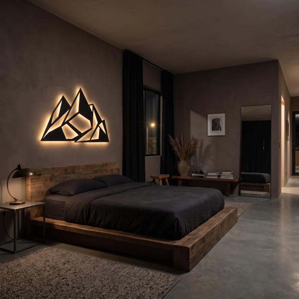 Geometric Mountain Metal Wall Art – Alpine Facet, Modern Lodge Decor — 6