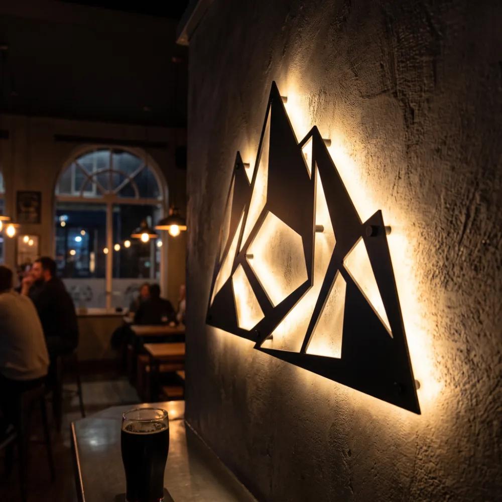 Geometric Mountain Metal Wall Art – Alpine Facet, Modern Lodge Decor — 7
