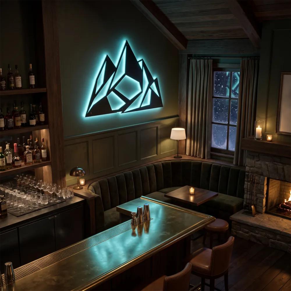 Geometric Mountain Metal Wall Art – Alpine Facet, Modern Lodge Decor — 8