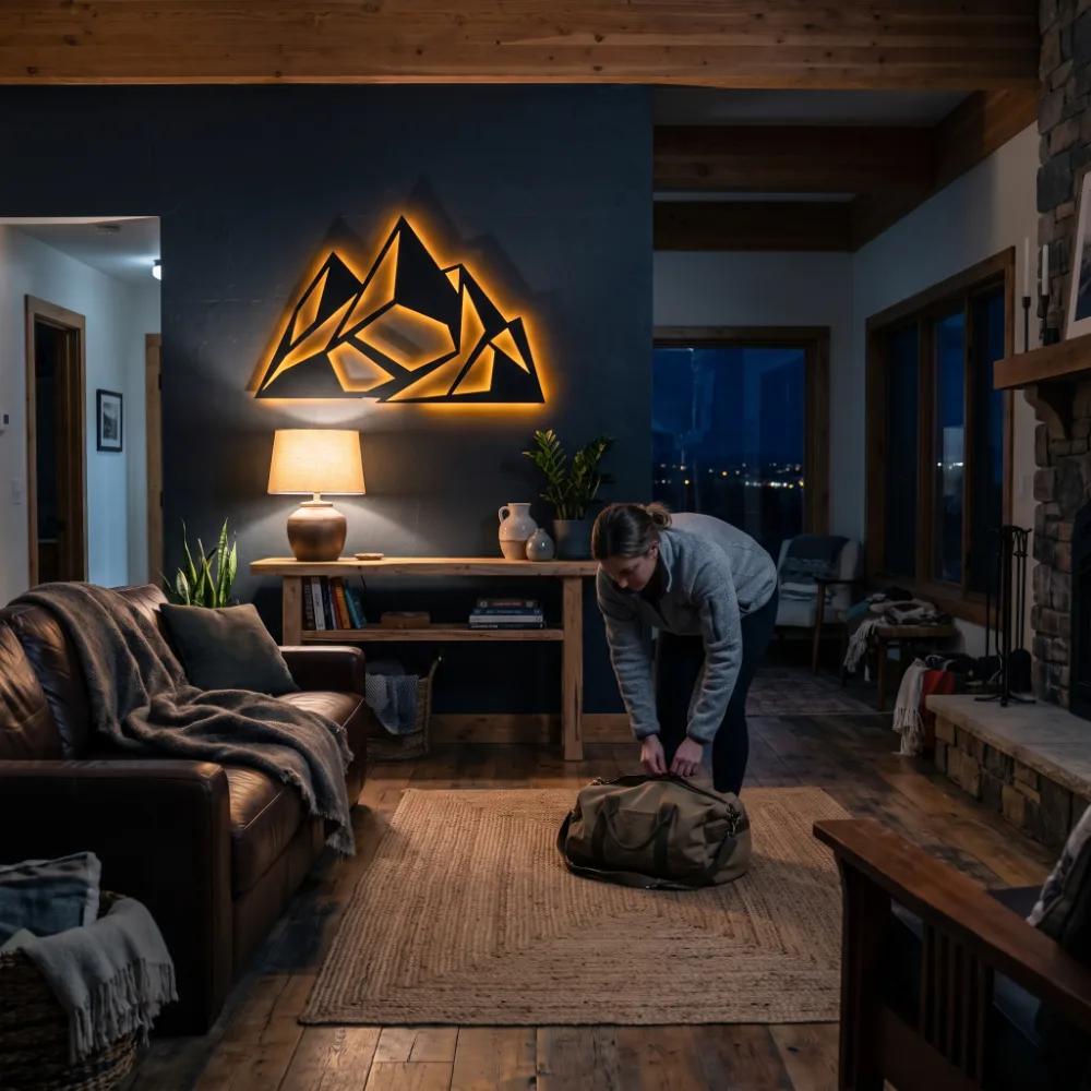 Geometric Mountain Metal Wall Art – Alpine Facet, Modern Lodge Decor — 9