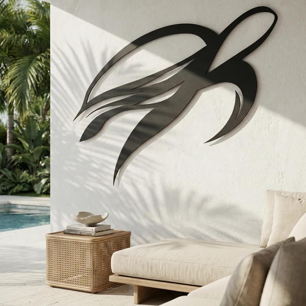 Minimalist Sea Turtle Metal Wall Art – Swimmer, Coastal Home Decor — 4