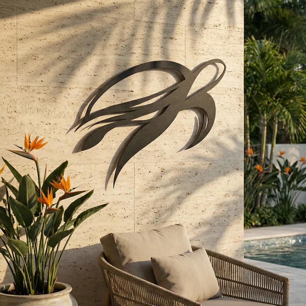 Minimalist Sea Turtle Metal Wall Art – Swimmer, Coastal Home Decor — 2