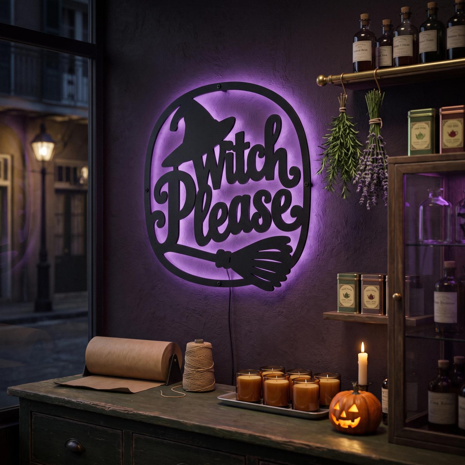 Witch Please Halloween LED Metal Wall Art – Hex Appeal, Porch & Living Room Decor — 3