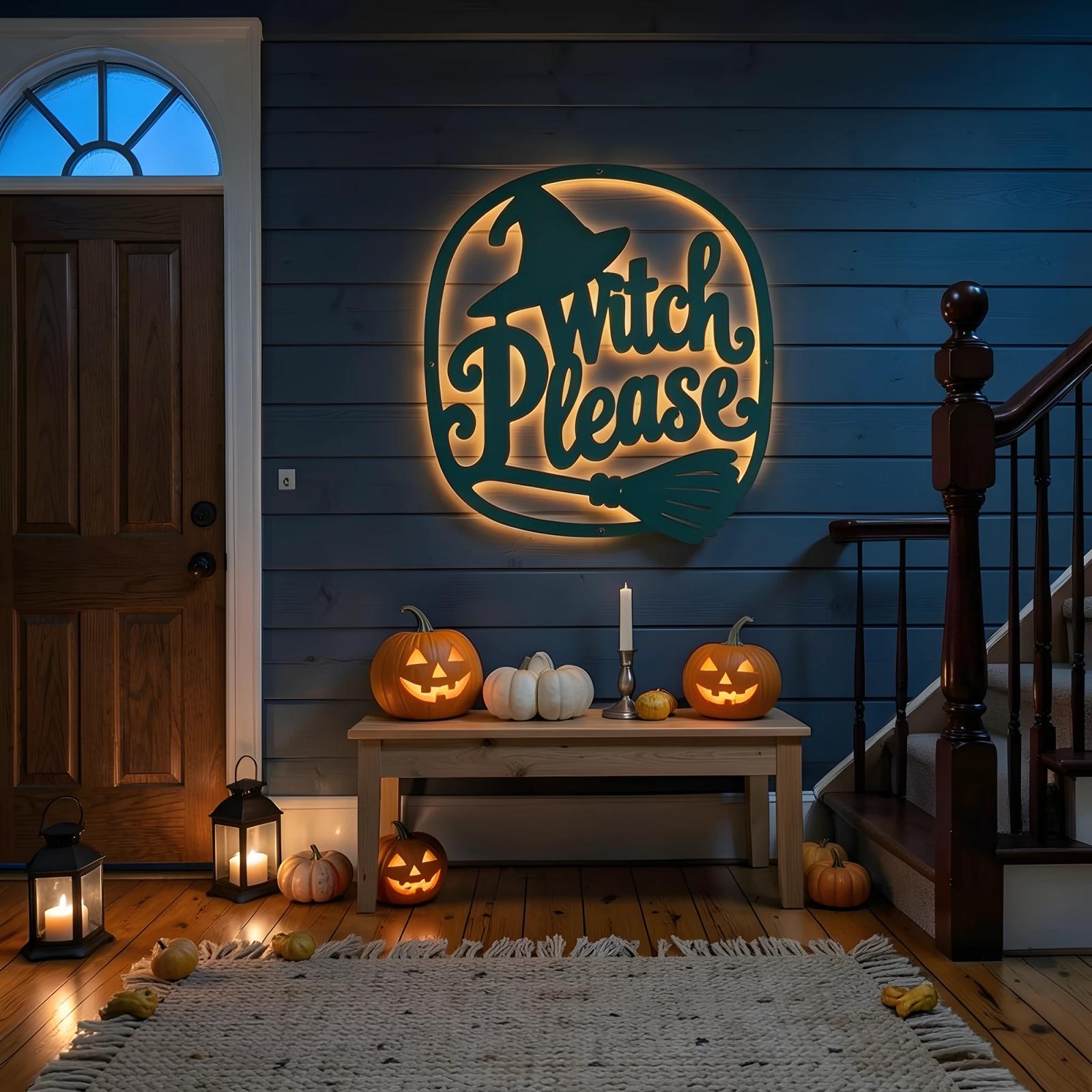 Witch Please Halloween LED Metal Wall Art – Hex Appeal, Porch & Living Room Decor — 8