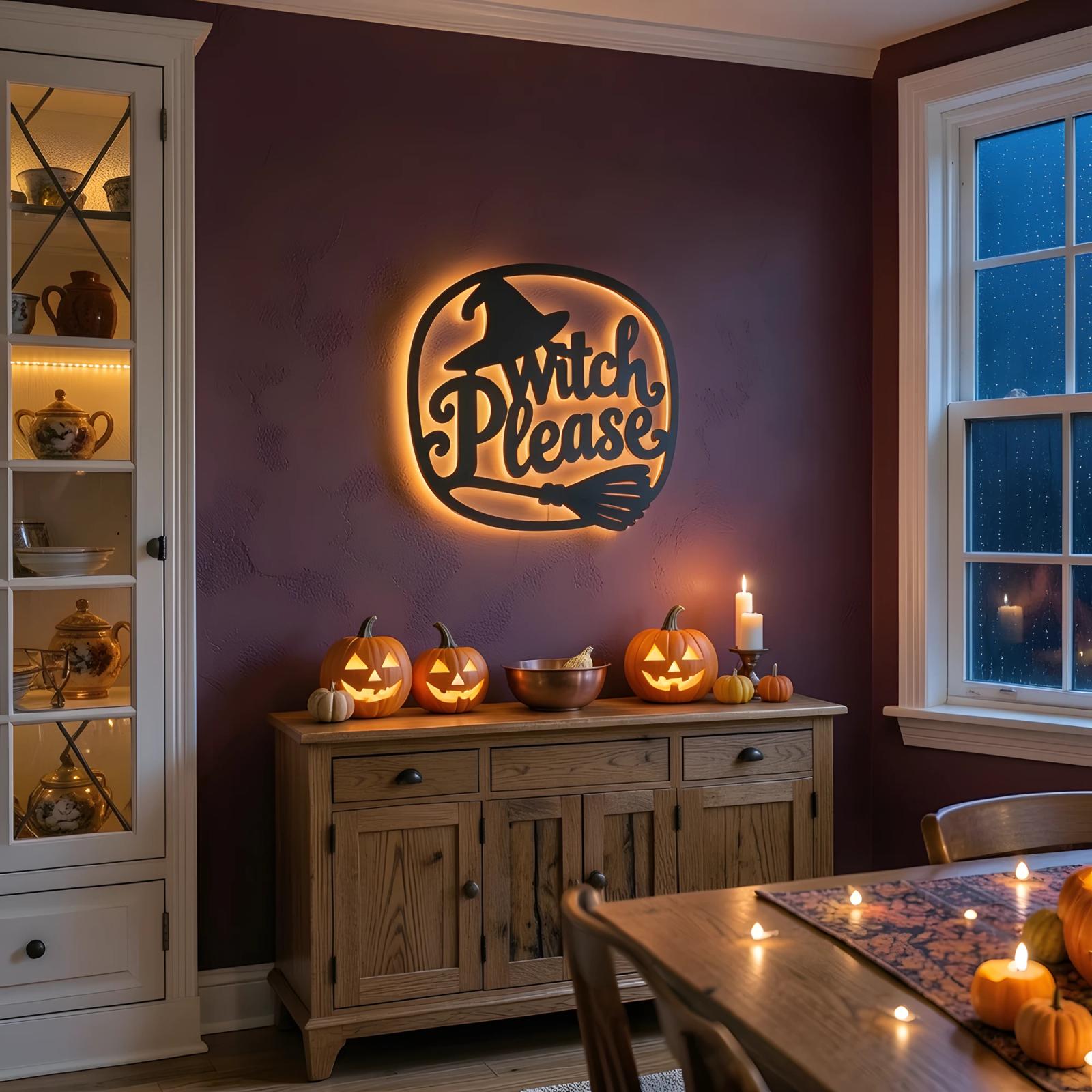 Witch Please Halloween LED Metal Wall Art – Hex Appeal, Porch & Living Room Decor — 9