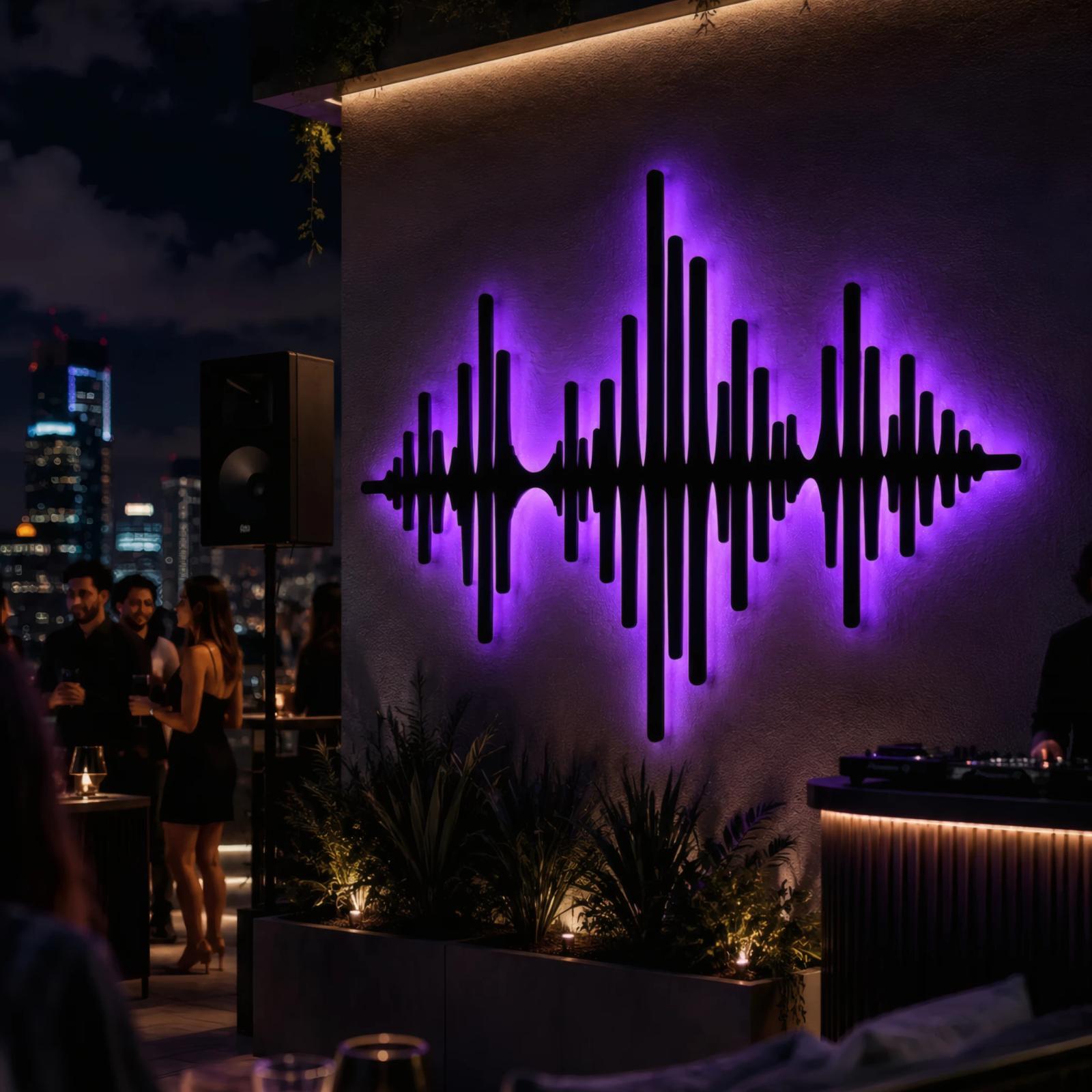 Sound Wave Metal Wall Art with LED Backlight – Echo Pulse, Music Studio Decor — 3