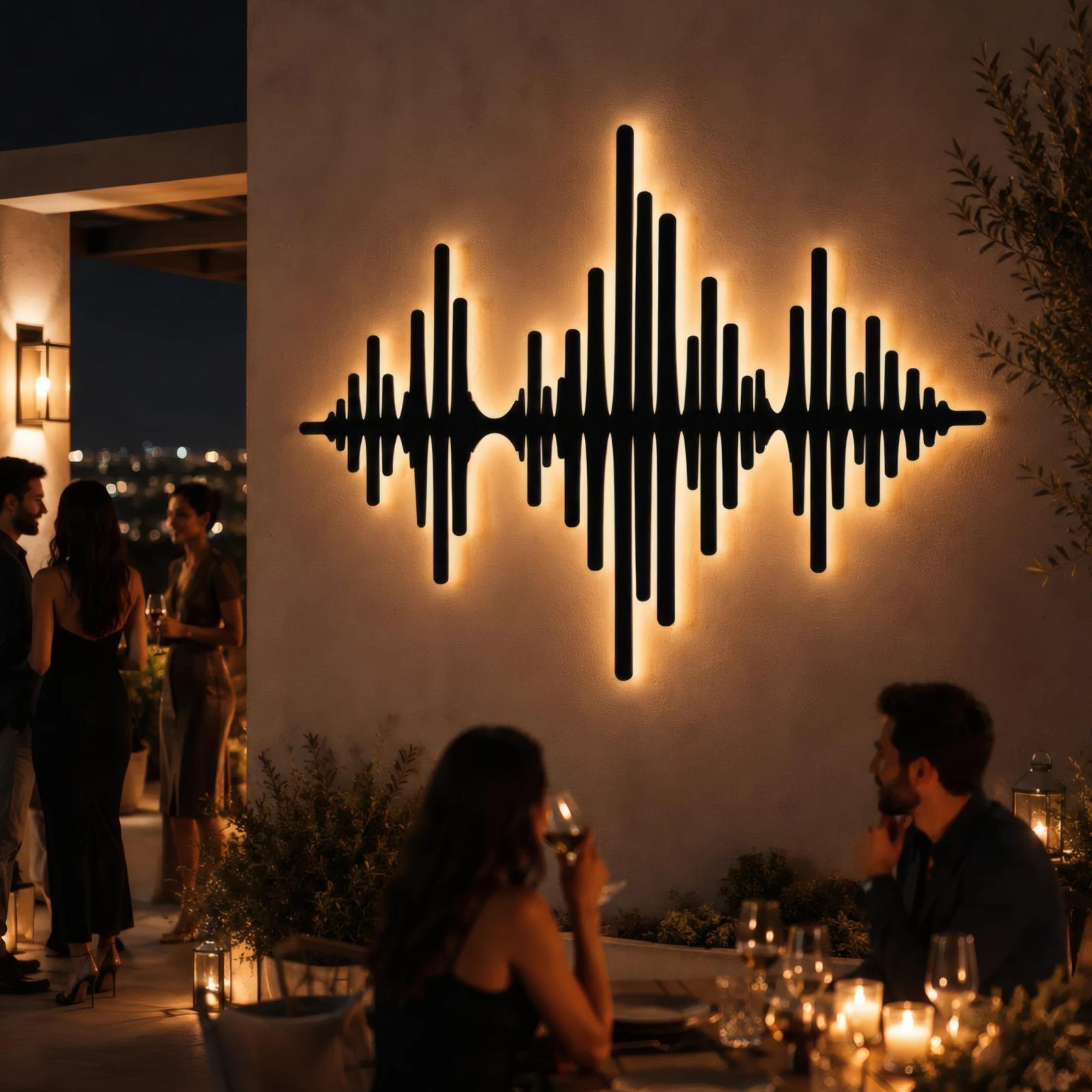 Sound Wave Metal Wall Art with LED Backlight – Echo Pulse, Music Studio Decor — 5