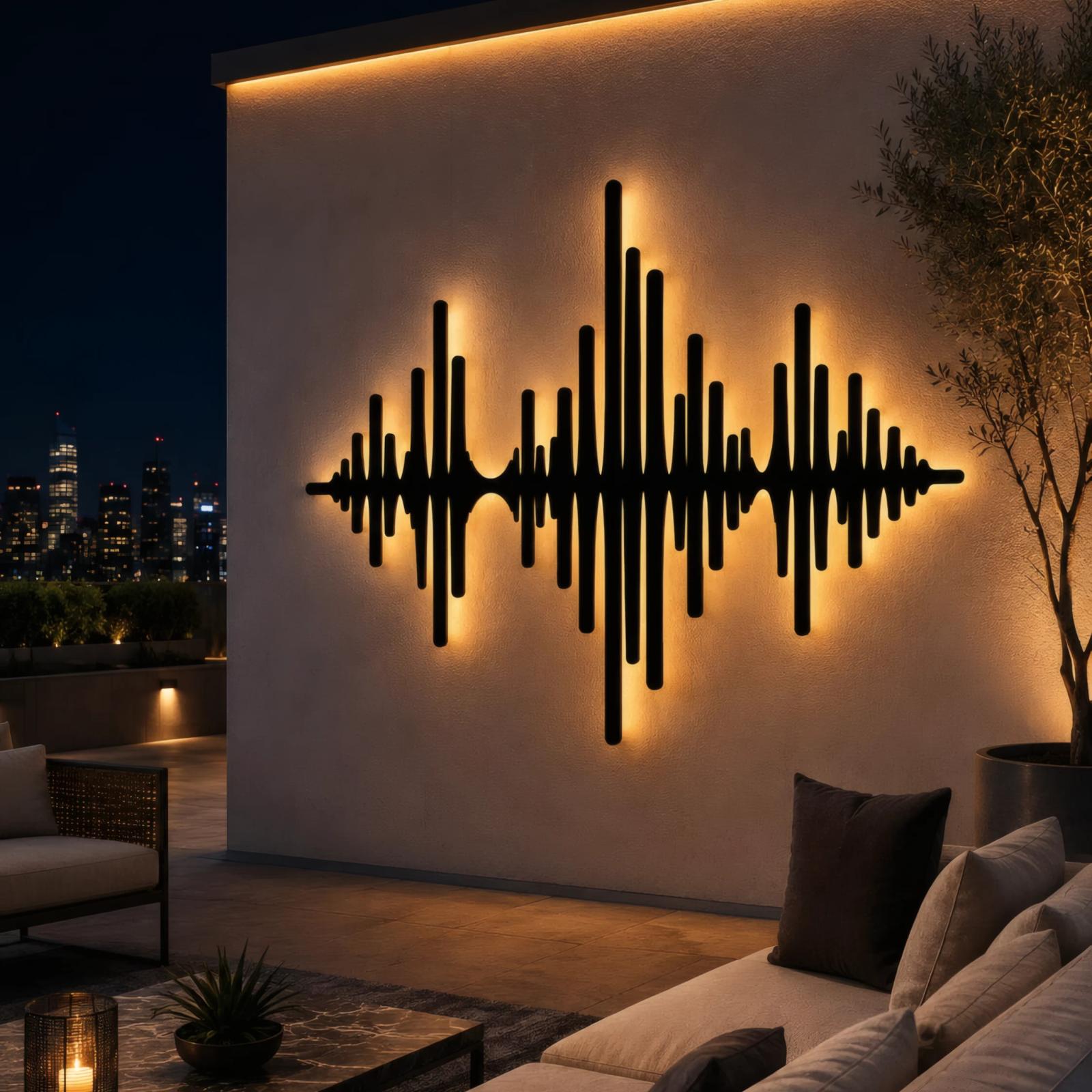 Sound Wave Metal Wall Art with LED Backlight – Echo Pulse, Music Studio Decor — 6