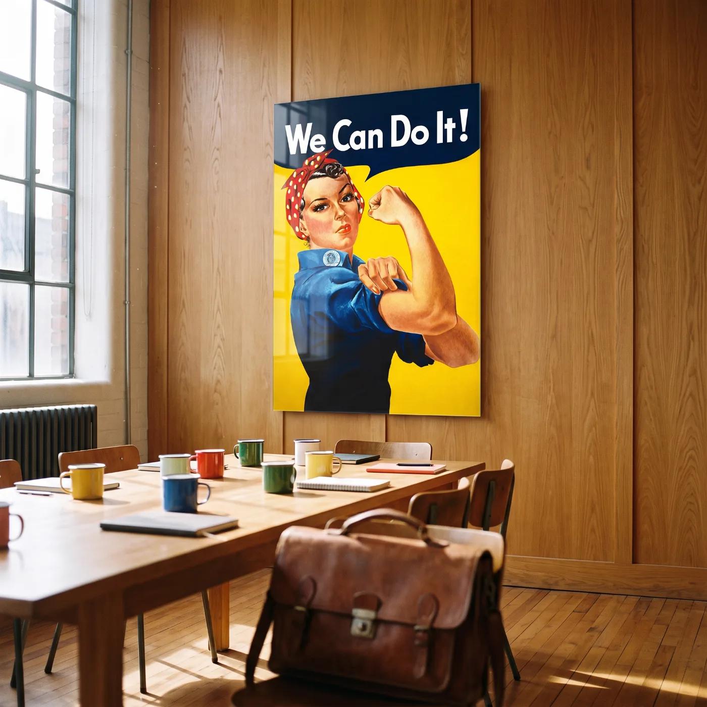 Rosie Riveter Wall Art Vintage WWII Feminist Glass Wall Art — 2