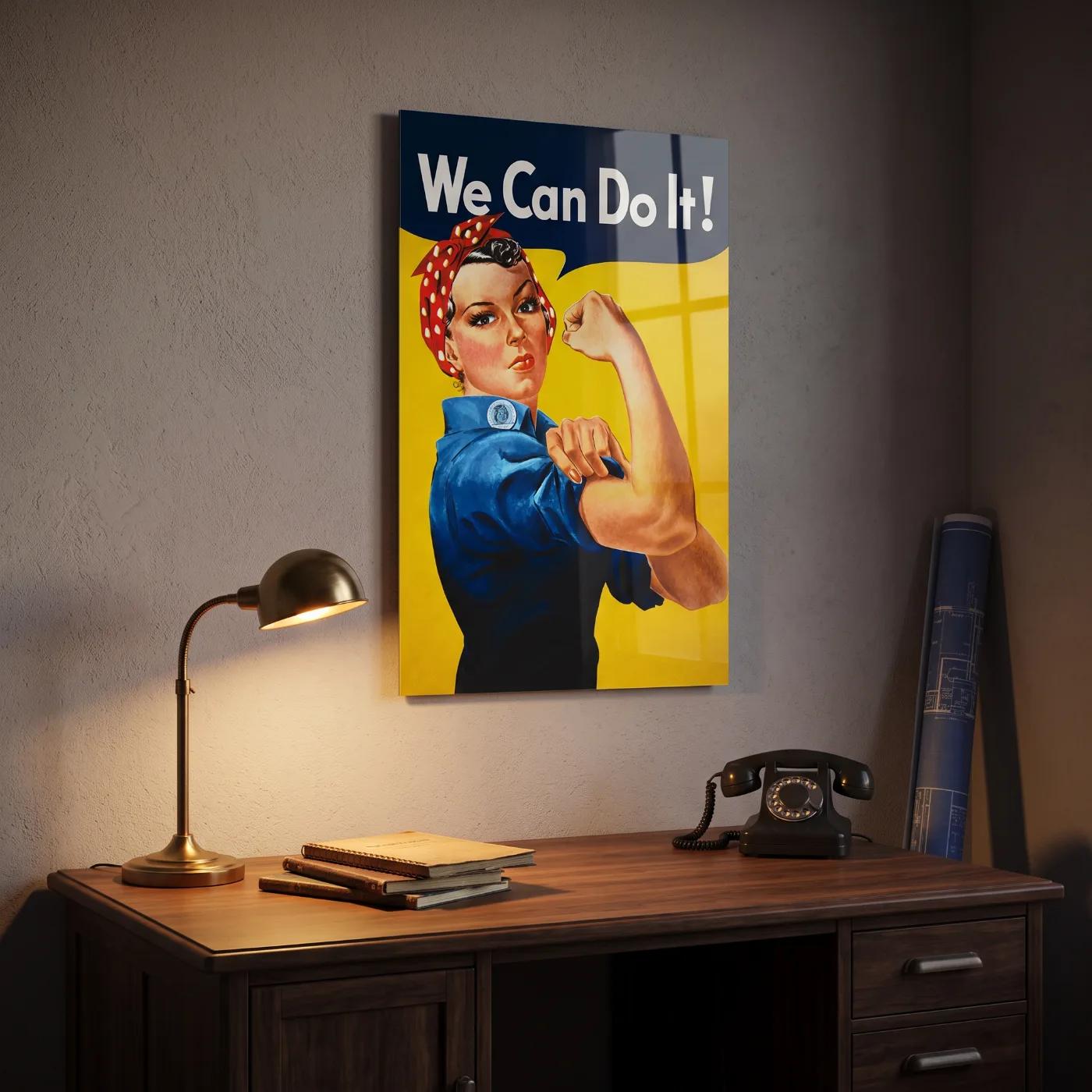 Rosie Riveter Wall Art Vintage WWII Feminist Glass Wall Art — 3