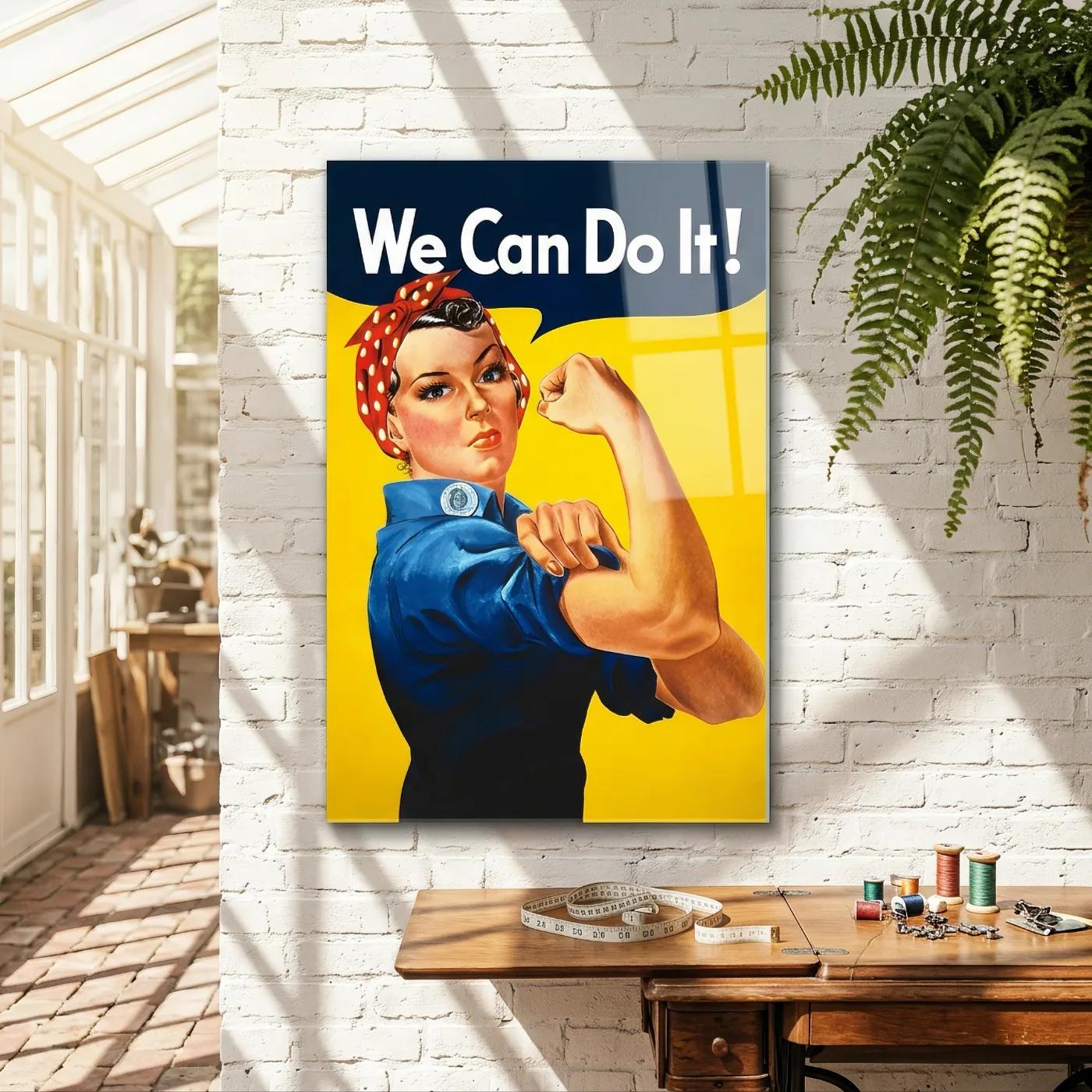 Rosie Riveter Wall Art Vintage WWII Feminist Glass Wall Art — 4
