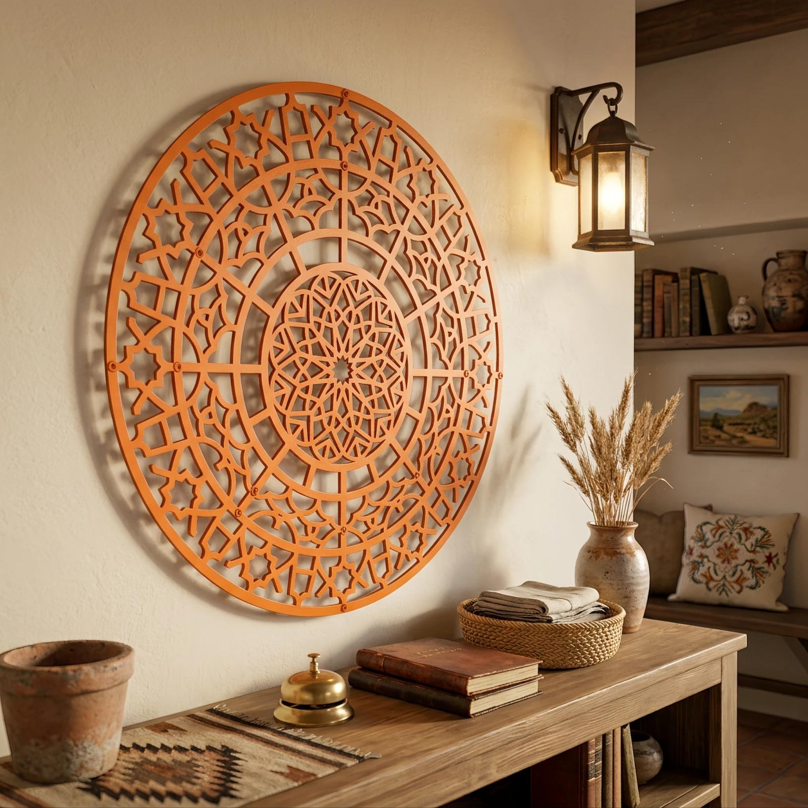 Moroccan Star Mandala Metal Wall Art – Alhambra Bloom, Entryway Decor