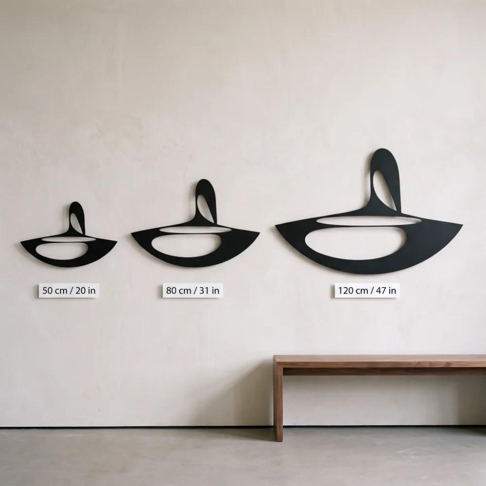 Sculptural Abstract Vessel Metal Wall Art – Pod Crescent, LED Backlit Living Room Decor — 11