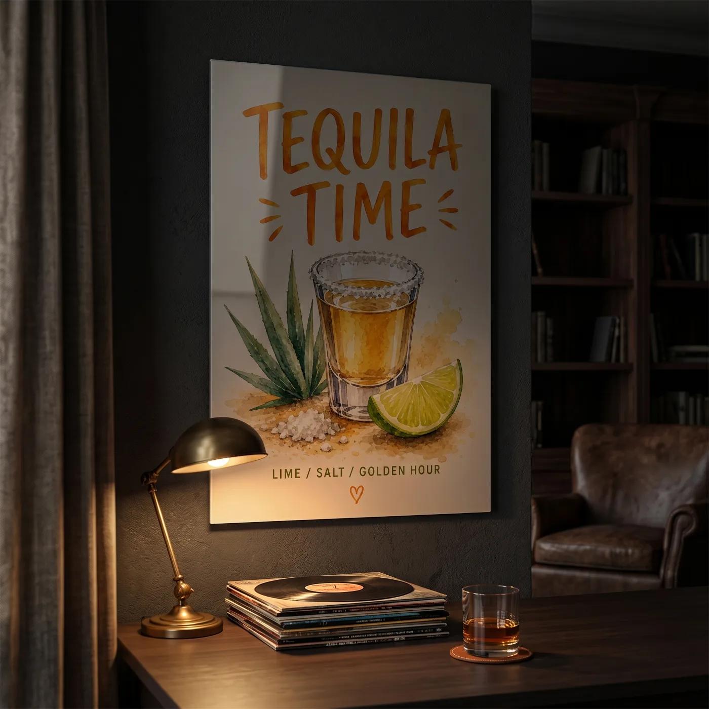 Tequila Time Watercolor Bar Sign | Glass Wall Art — 5