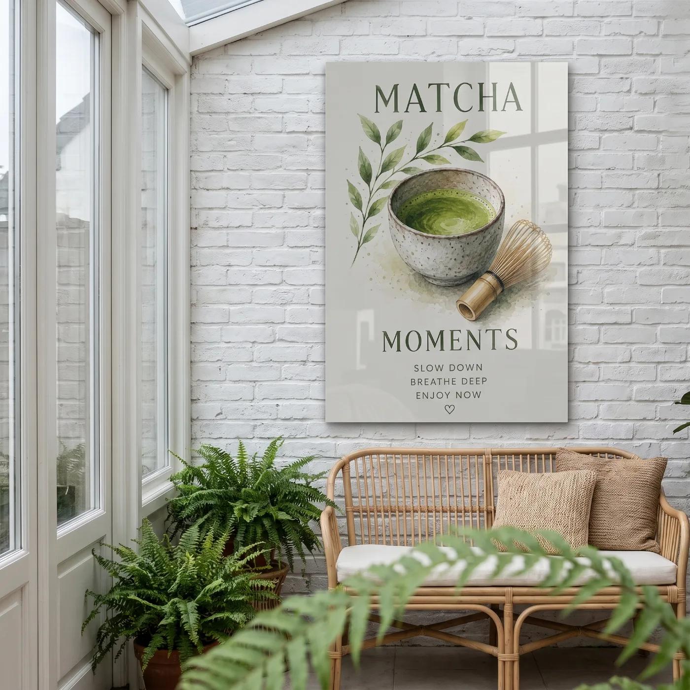 Matcha Tea Wall Art Watercolor Kitchen Decor | Glass Wall Art — 5