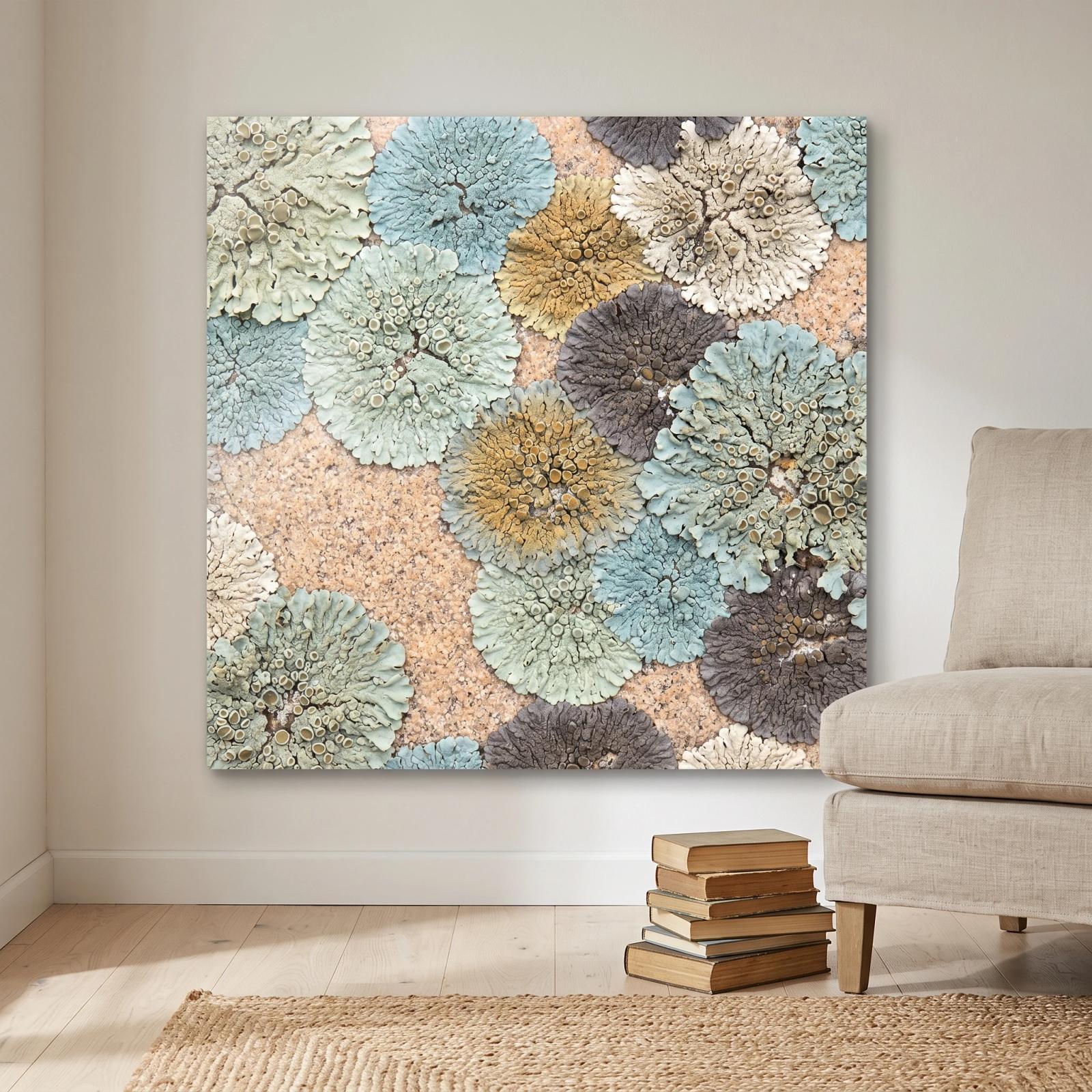 Lichen Rosette Glass Wall Art Organic Nature Tempered Glass Print