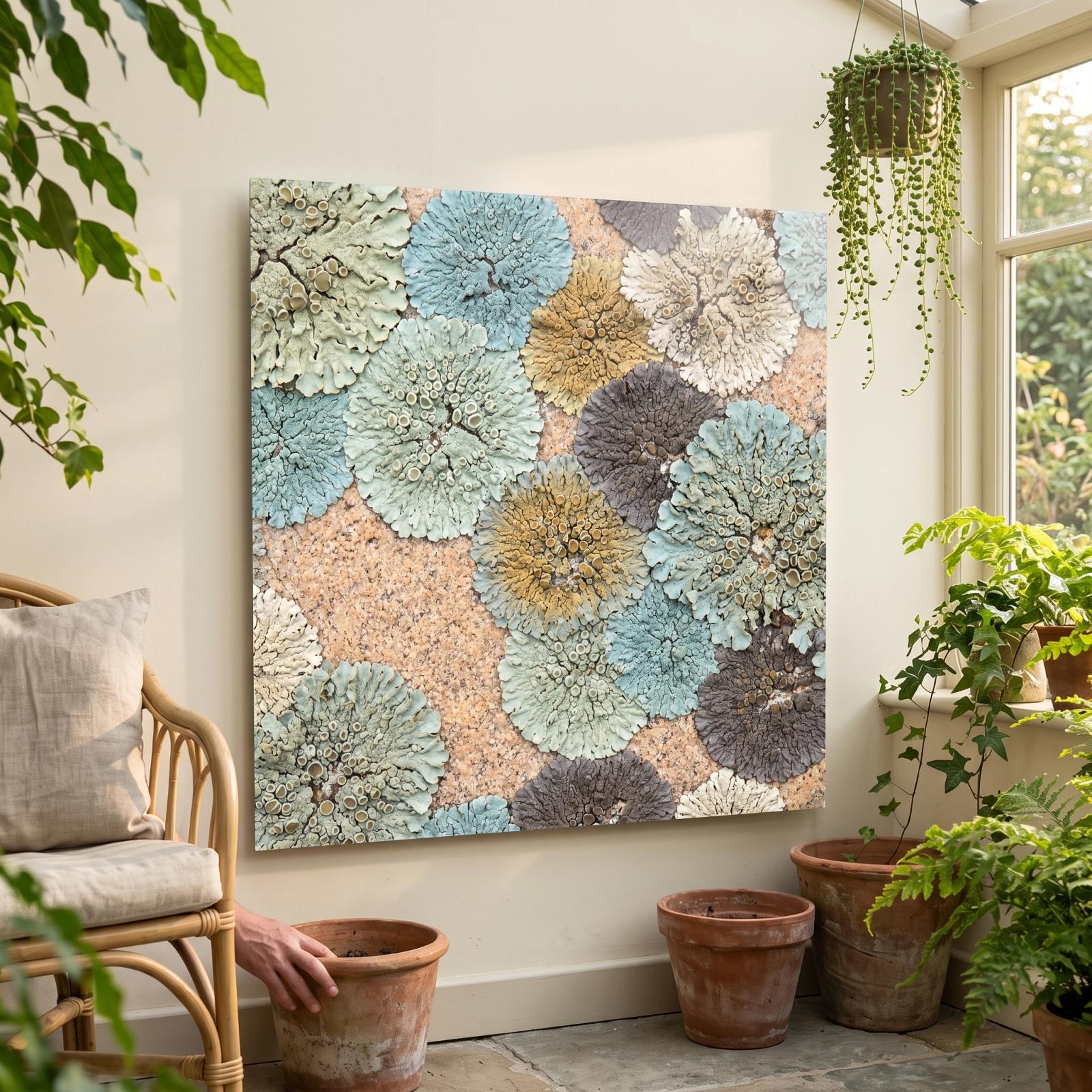 Lichen Rosette Glass Wall Art Organic Nature Tempered Glass Print — 5