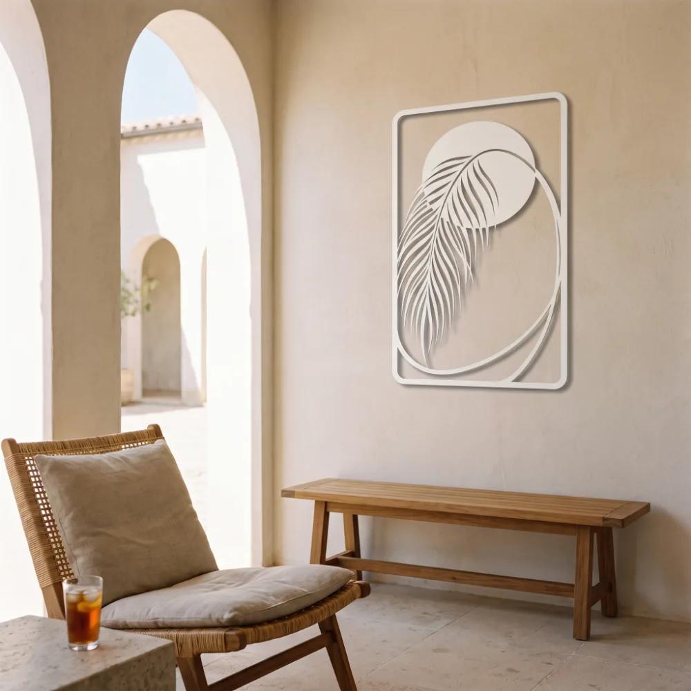 Palm Leaf Metal Wall Art – Eclipse Frond, Coastal Living Room Decor