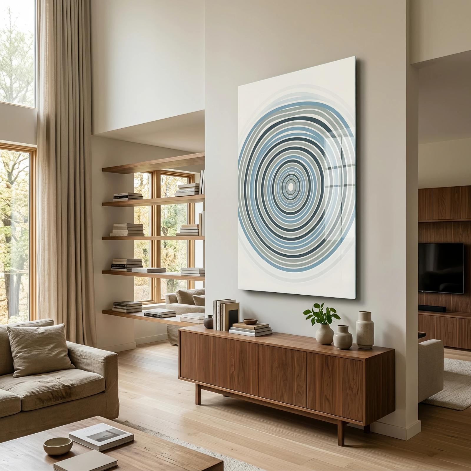 Concentric Circles Wall Art Meditative Rings | Glass Wall Art