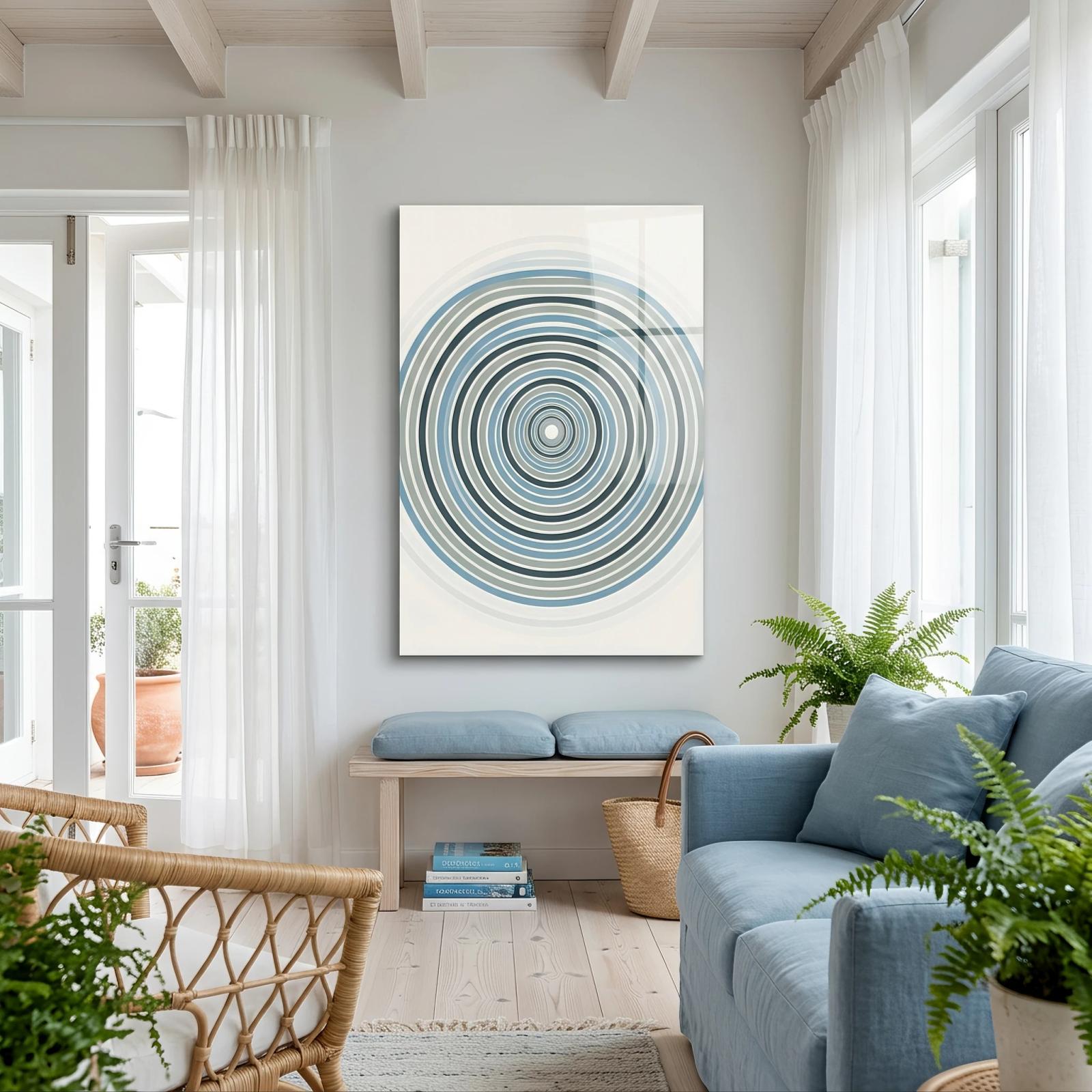 Concentric Circles Wall Art Meditative Rings | Glass Wall Art — 5