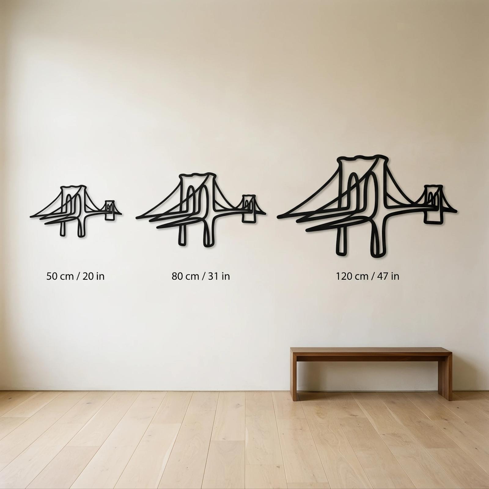 Brooklyn Bridge Metal Wall Art – Cable Song, One Line NYC Living Room Decor — 10