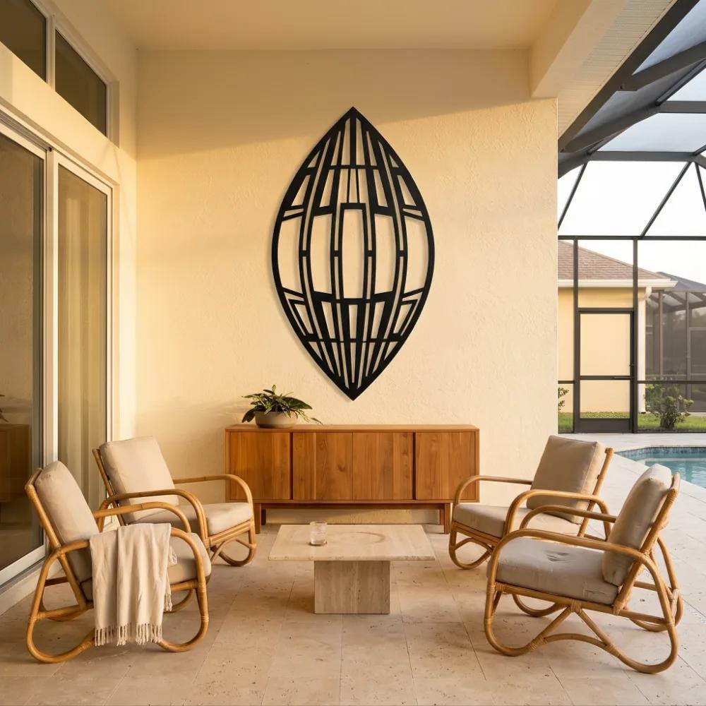 Geometric Leaf Metal Wall Art – Meridian Seed, Modern Living Room Statement Decor — 4