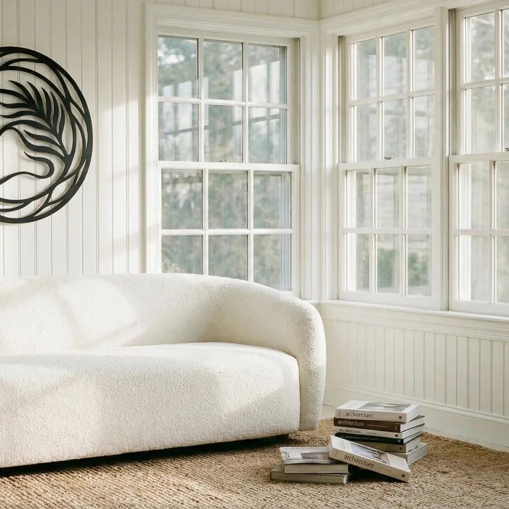 Abstract Leaf Metal Wall Art – Swirling Palm Round, Living Room Decor — 2