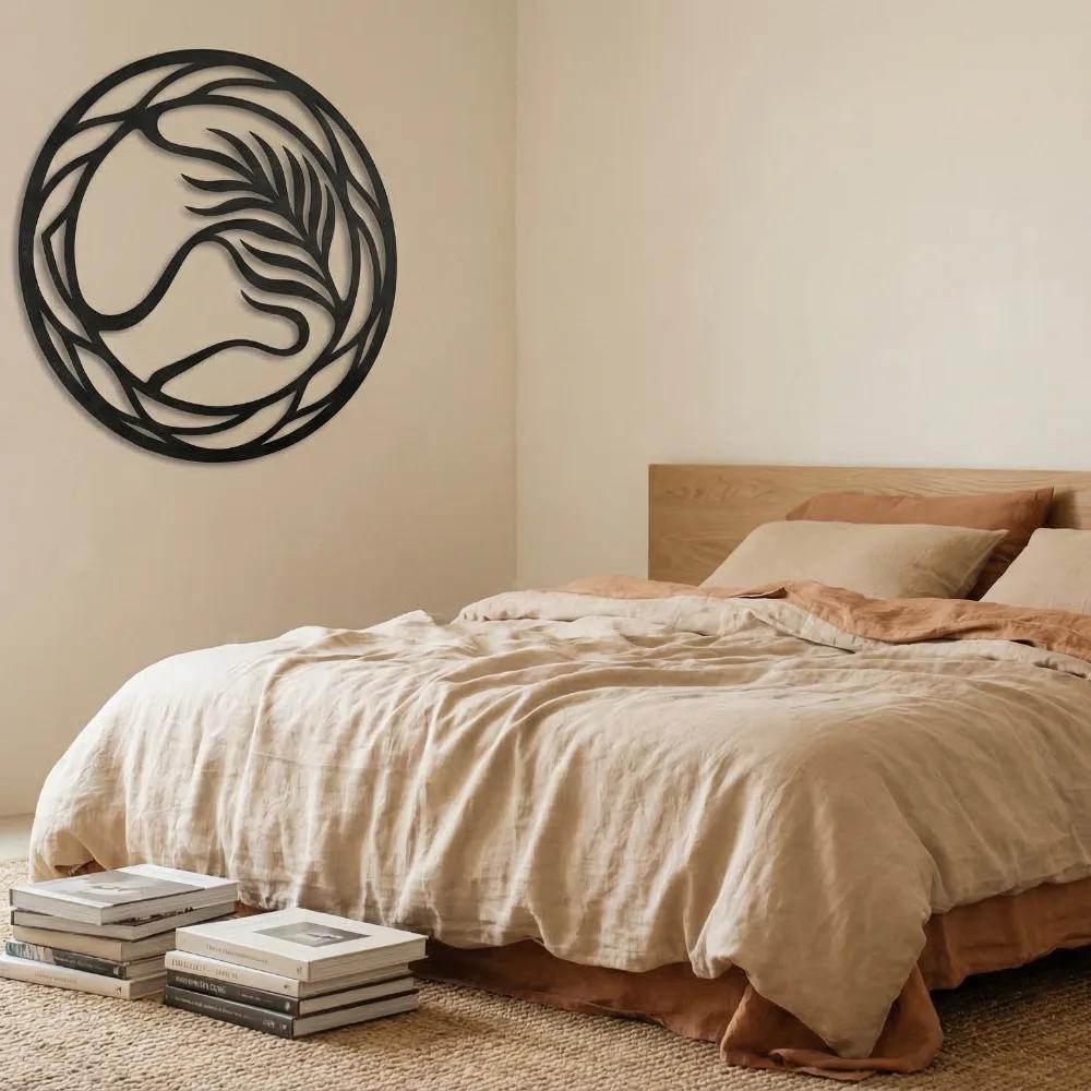 Abstract Leaf Metal Wall Art – Swirling Palm Round, Living Room Decor — 3