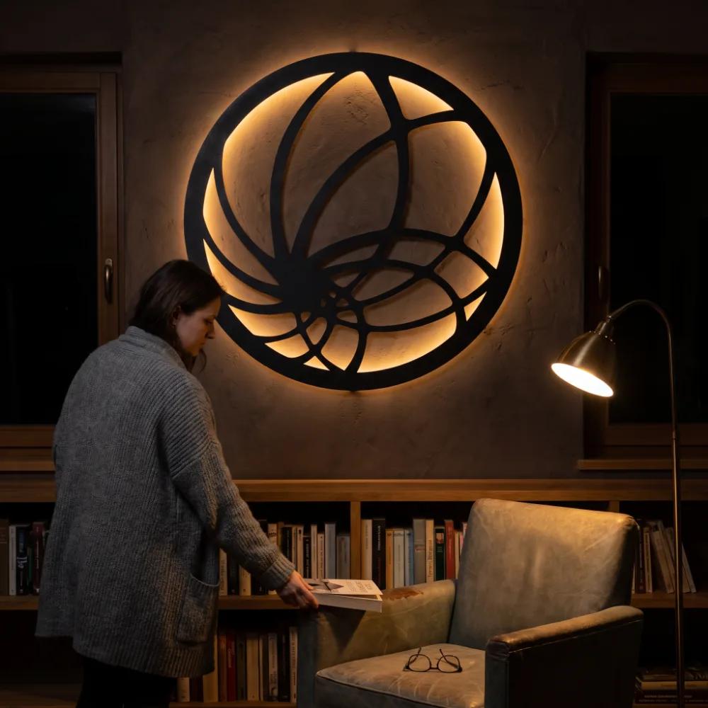 LED Nautilus Metal Wall Art – Nautilus Drift, Backlit Living Room Decor — 3