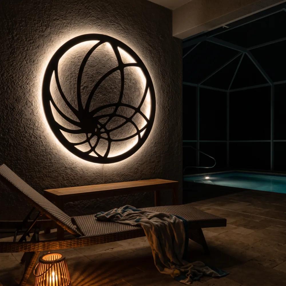 LED Nautilus Metal Wall Art – Nautilus Drift, Backlit Living Room Decor — 4