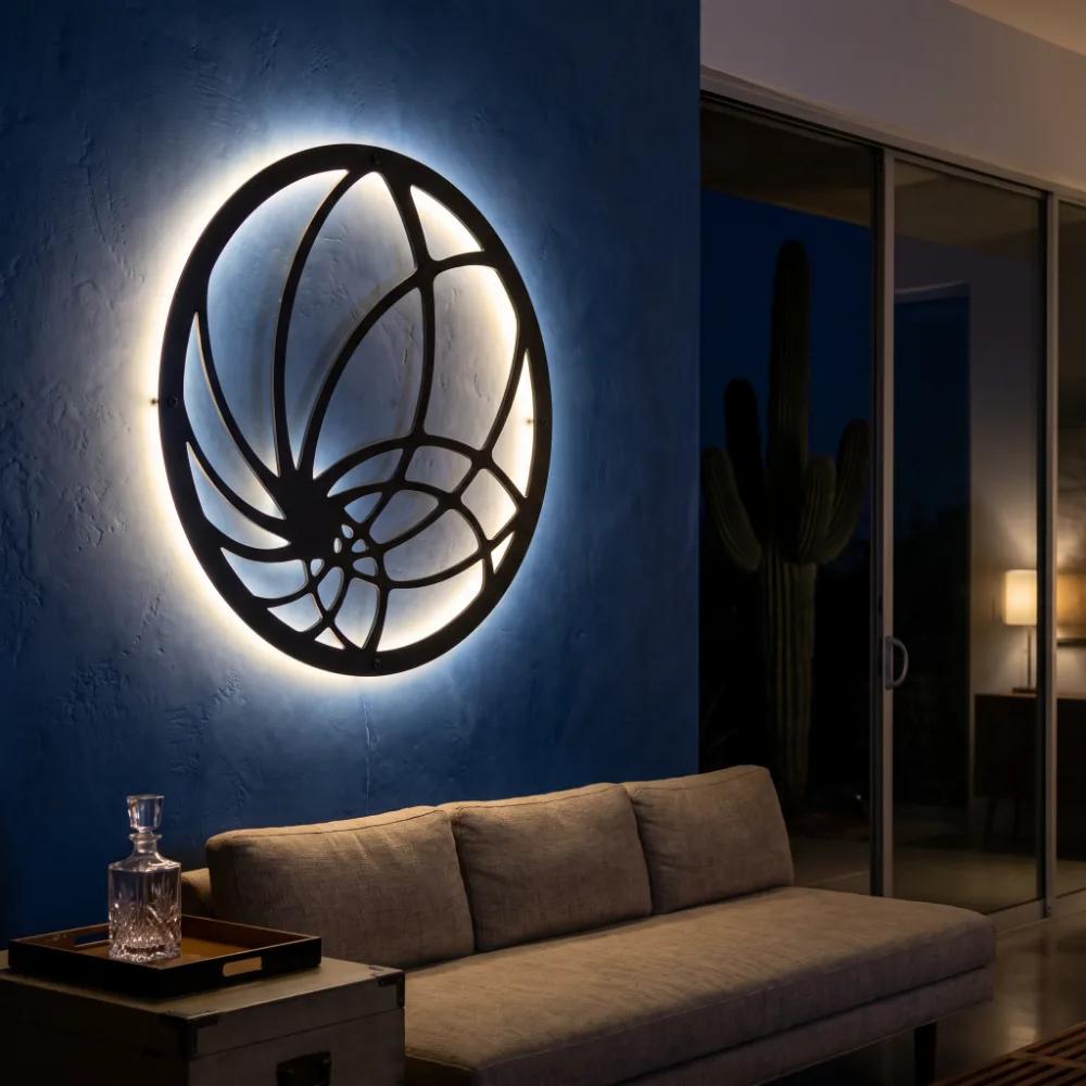 LED Nautilus Metal Wall Art – Nautilus Drift, Backlit Living Room Decor — 5