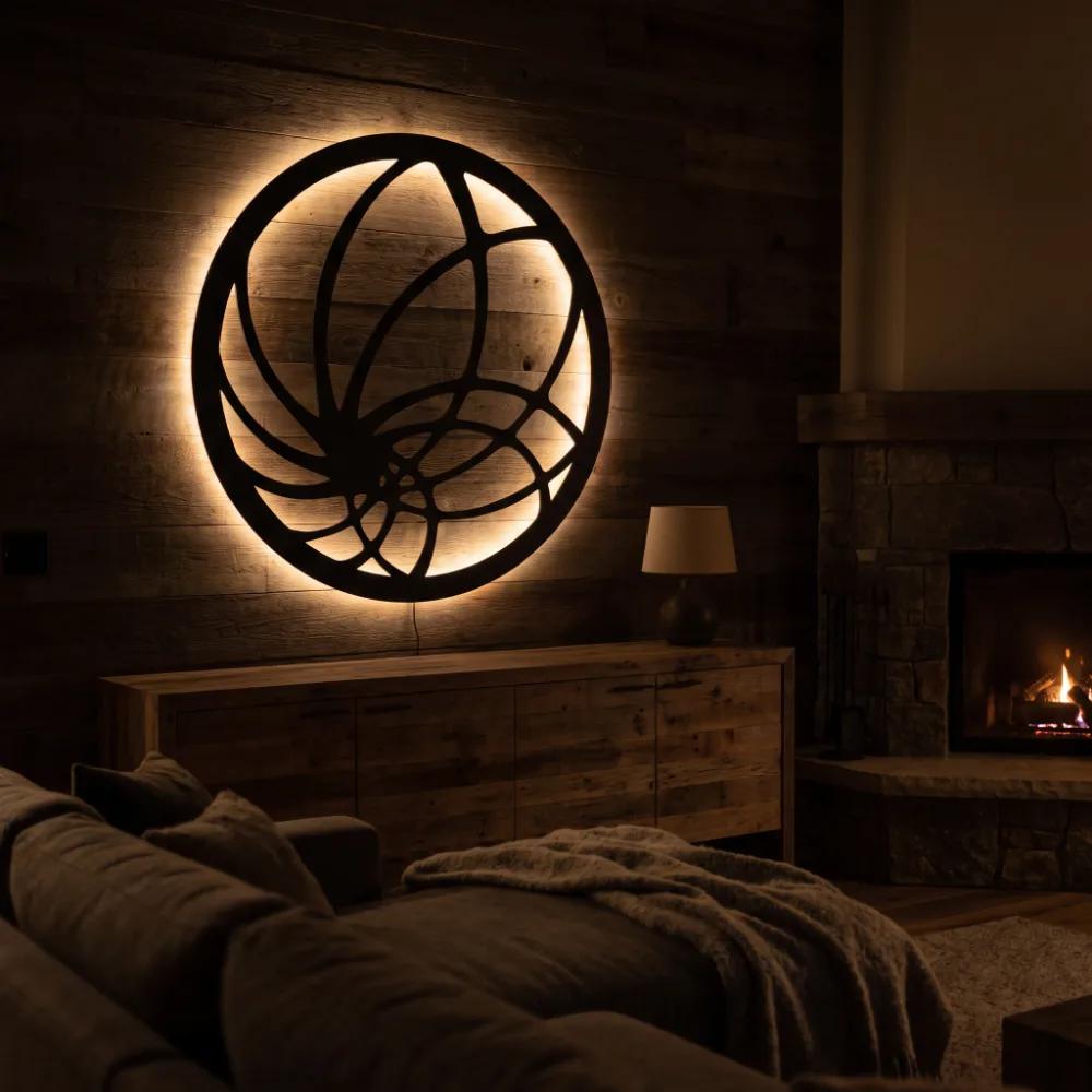 LED Nautilus Metal Wall Art – Nautilus Drift, Backlit Living Room Decor — 6
