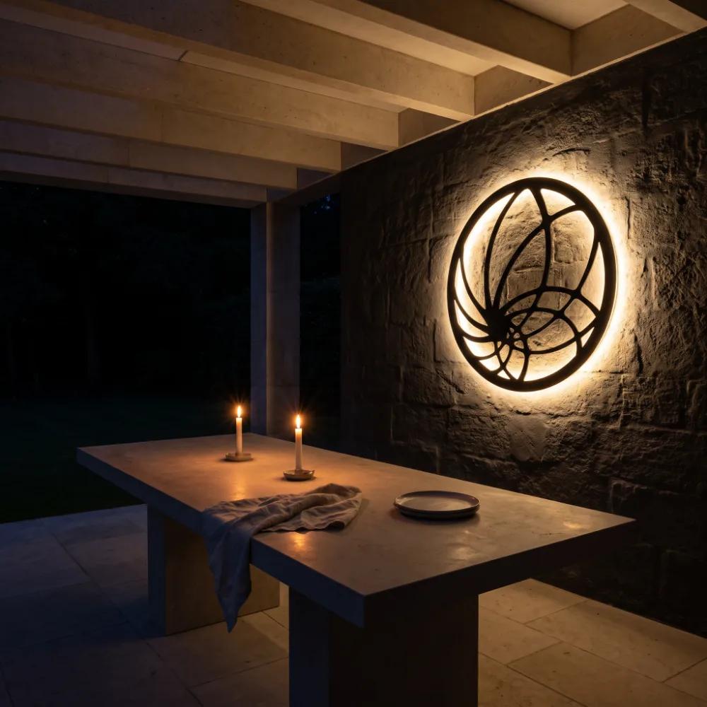 LED Nautilus Metal Wall Art – Nautilus Drift, Backlit Living Room Decor — 7