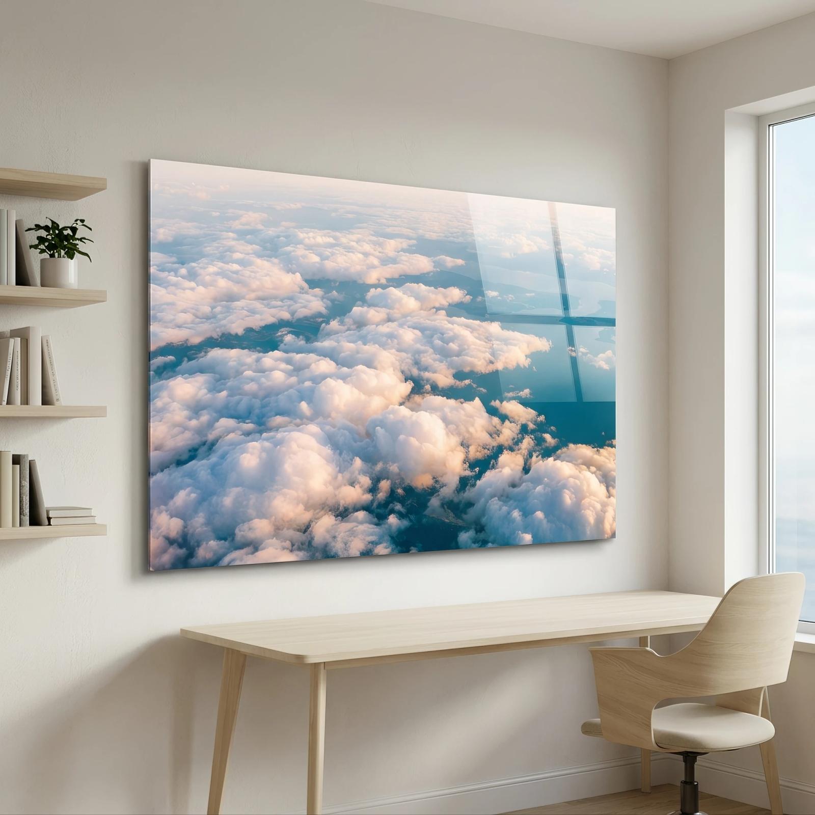 Aerial Clouds Wall Art Coastal Sky Golden Hour Glass Wall Art — 5