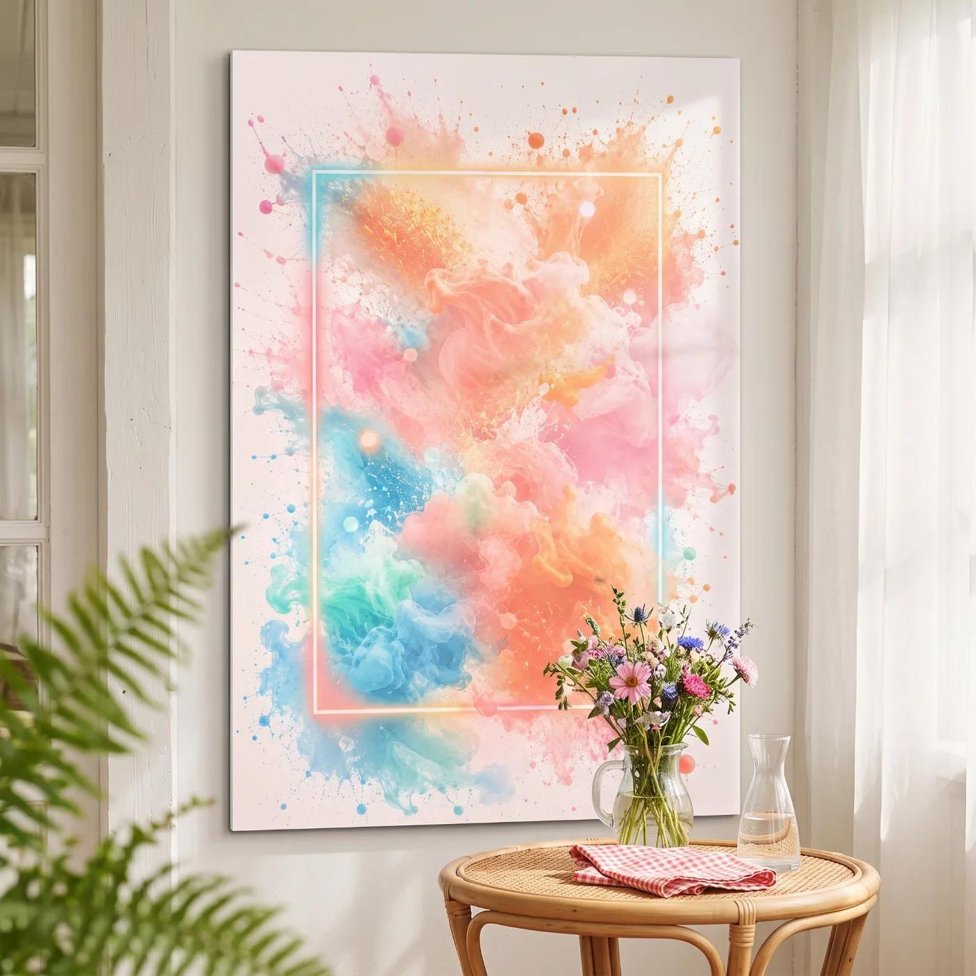 Colorful Abstract Glass Wall Art Ink Splash Decor | Glass Wall Art — 4