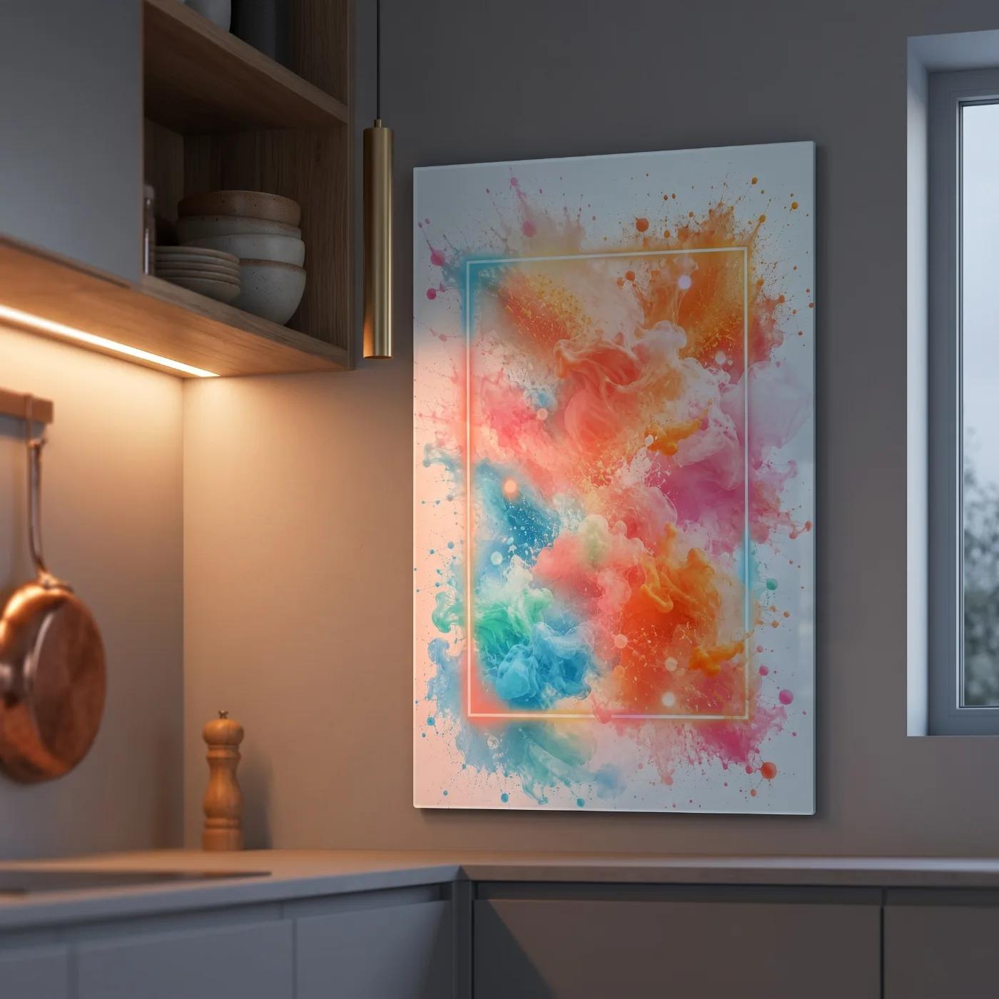 Colorful Abstract Glass Wall Art Ink Splash Decor | Glass Wall Art — 5