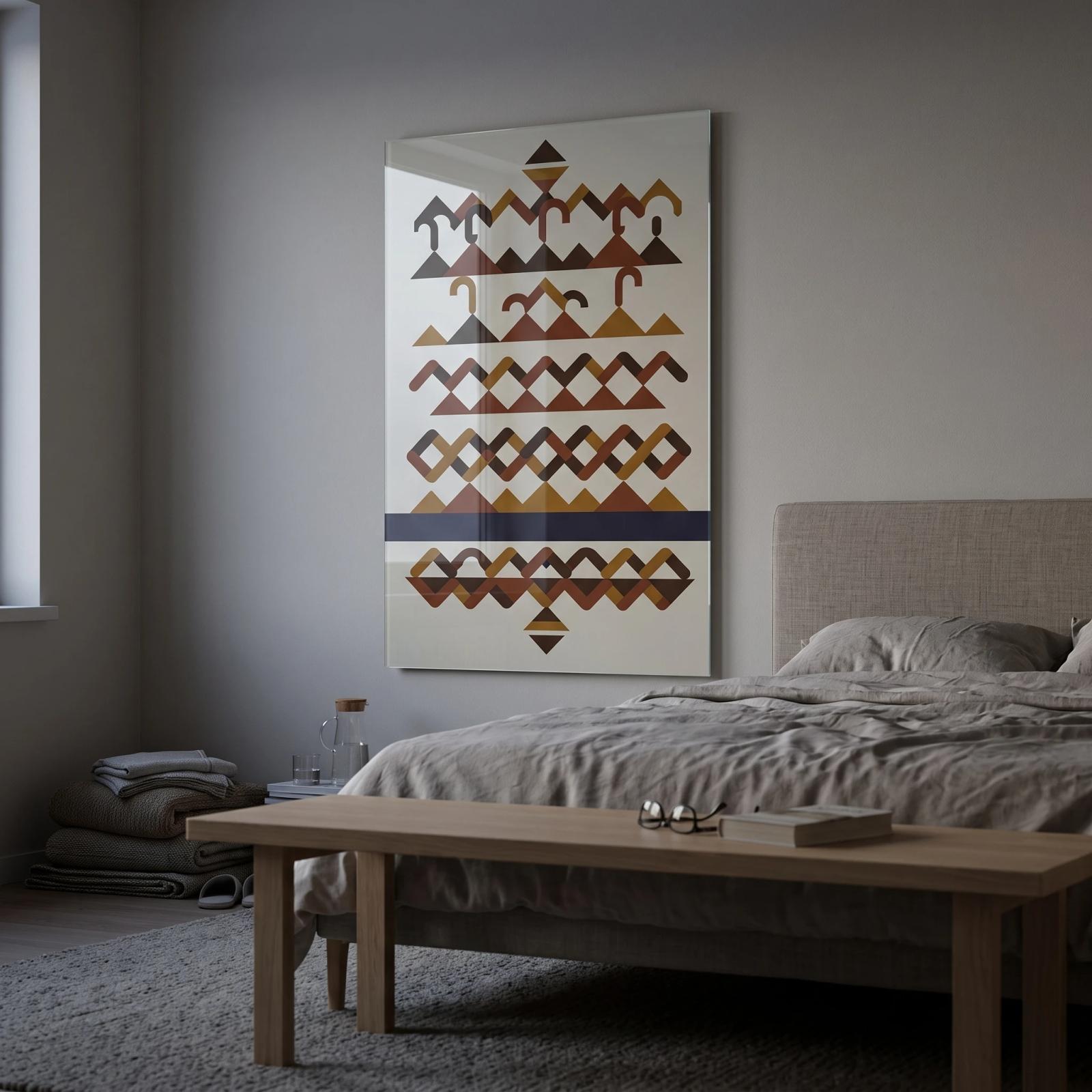 Kilim Pattern Geometric Tempered Glass Wall Art — 3