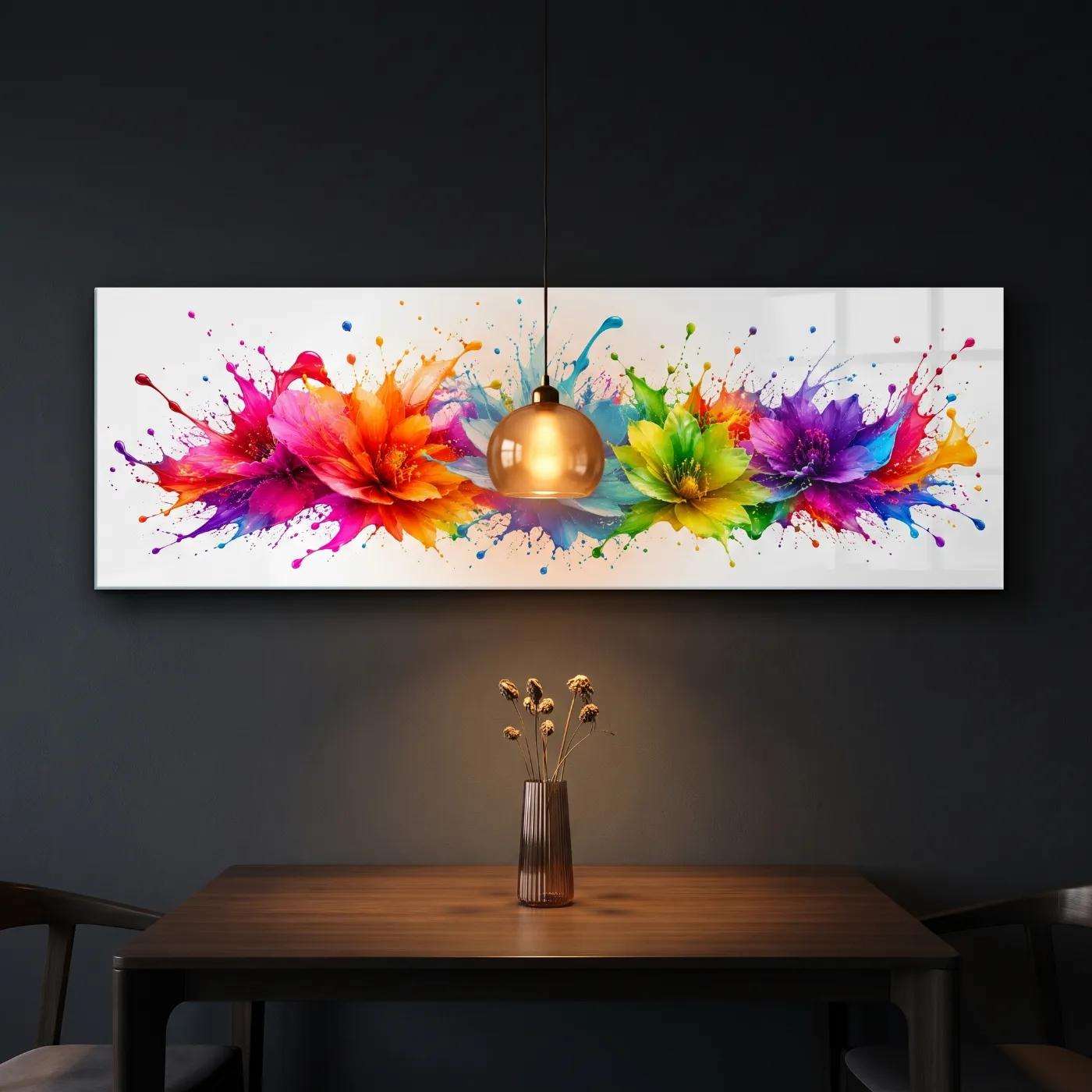 Colorful Floral Glass Wall Art Rainbow Splash Decor | Glass Wall Art — 4