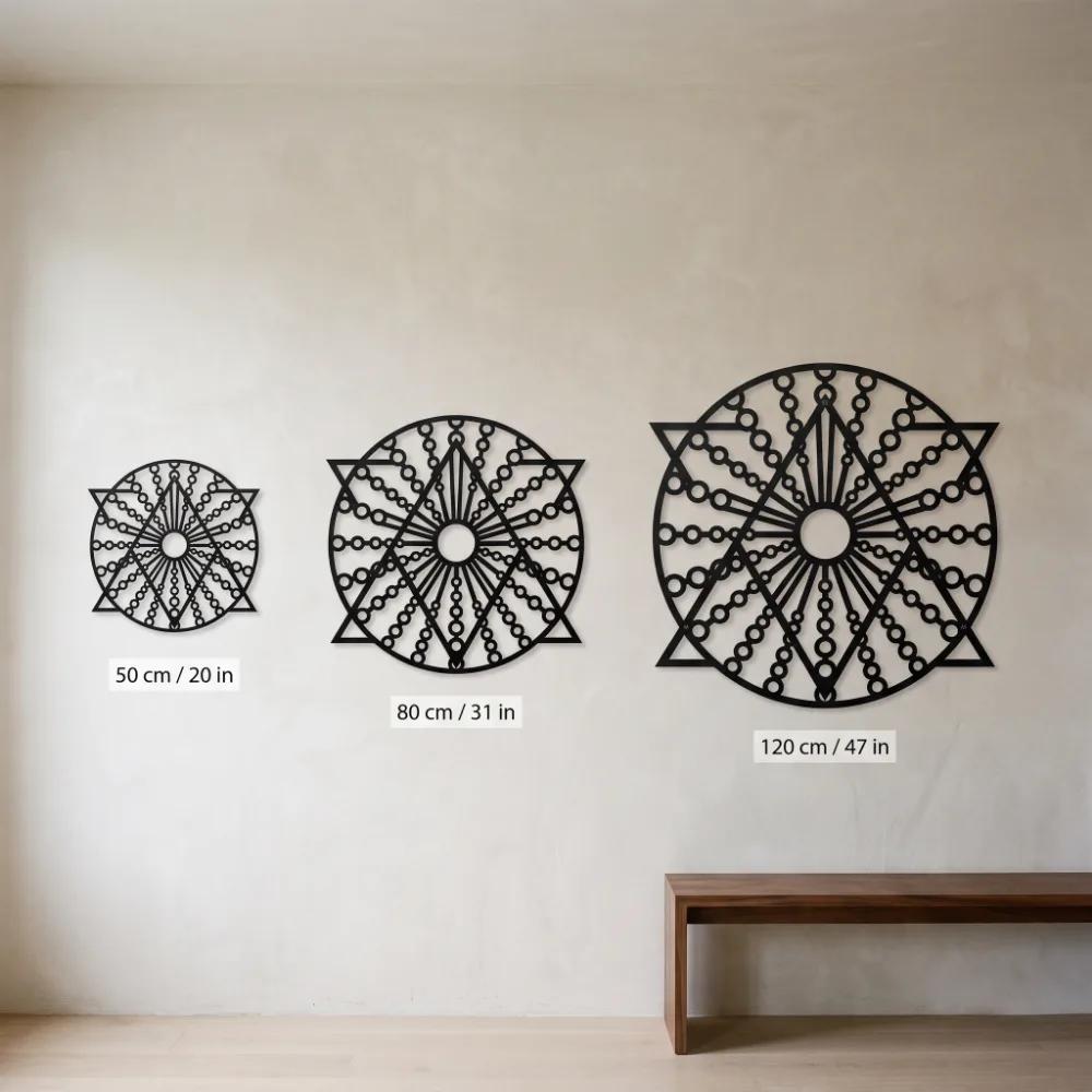 Geometric Mandala Metal Wall Art – Solstice Compass, Modern Living Room Sacred Geometry Decor — 10