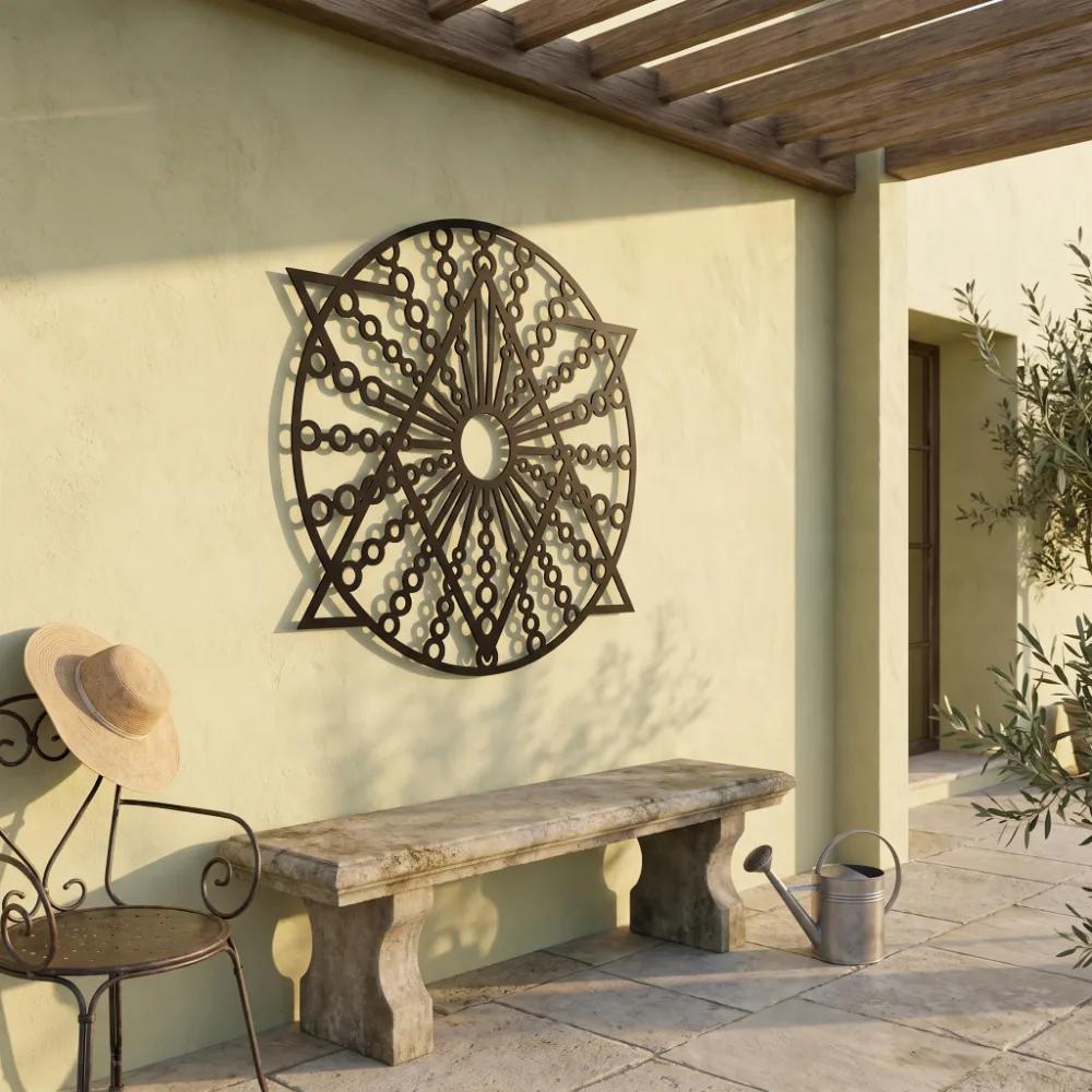 Geometric Mandala Metal Wall Art – Solstice Compass, Modern Living Room Sacred Geometry Decor — 7