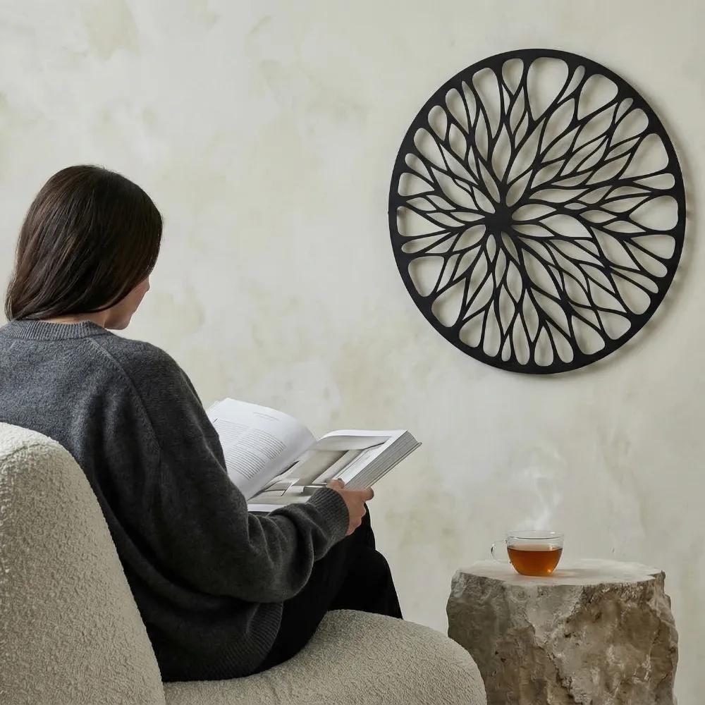 Abstract Floral Metal Wall Art – Bloom Burst, Round Living Room Decor — 7